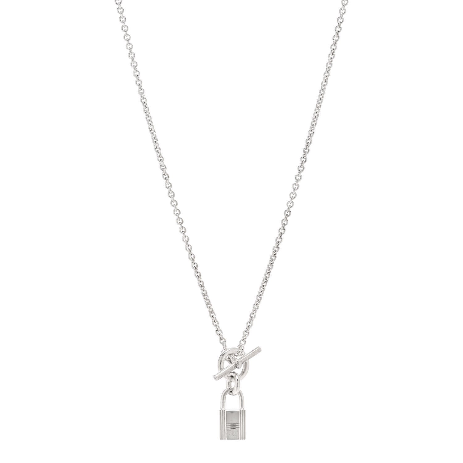 Hermes Sterling Silver Cadenas Kelly Lock Pendant Necklace 1 of 5