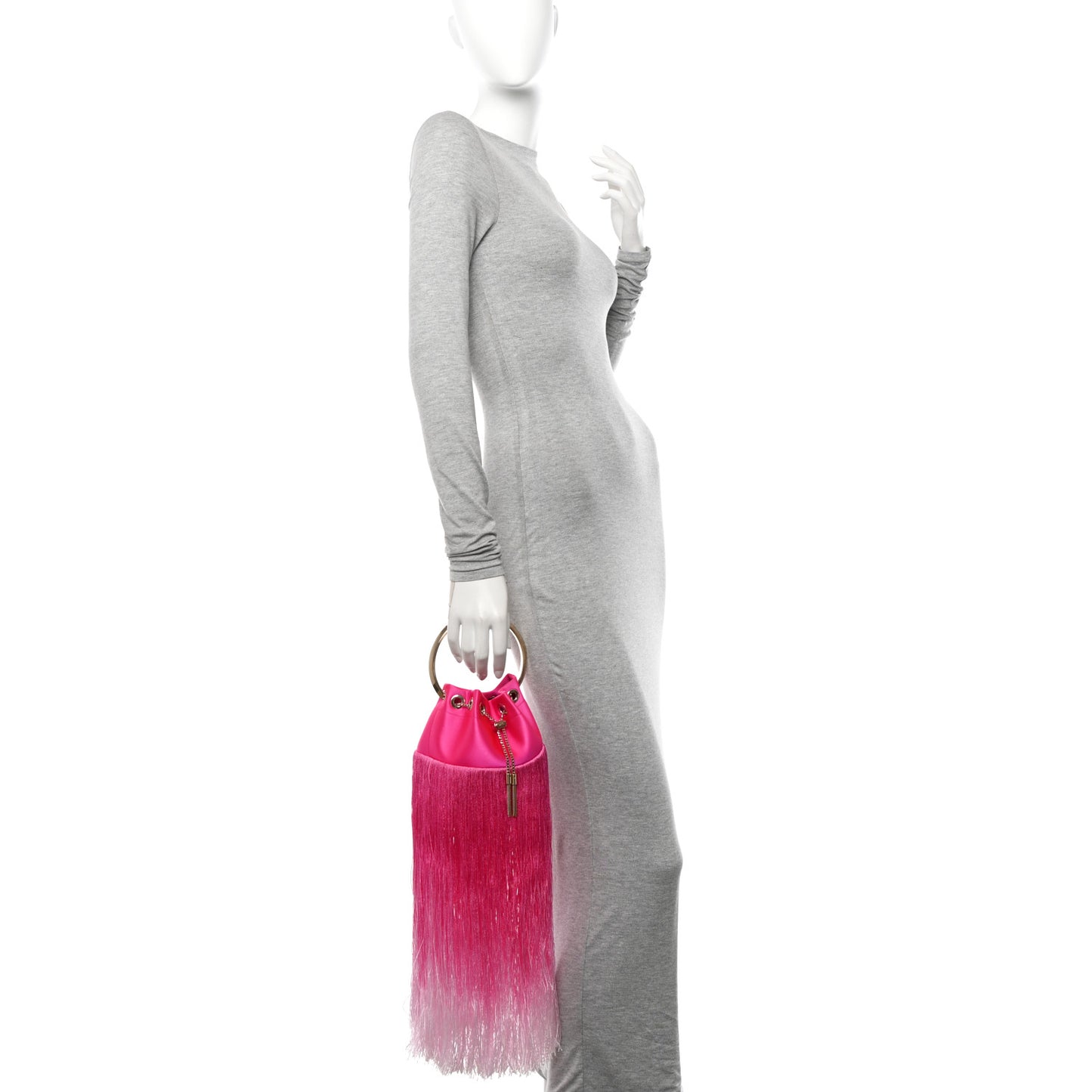 Satin Fringe Bon Bon Bag Fuchsia