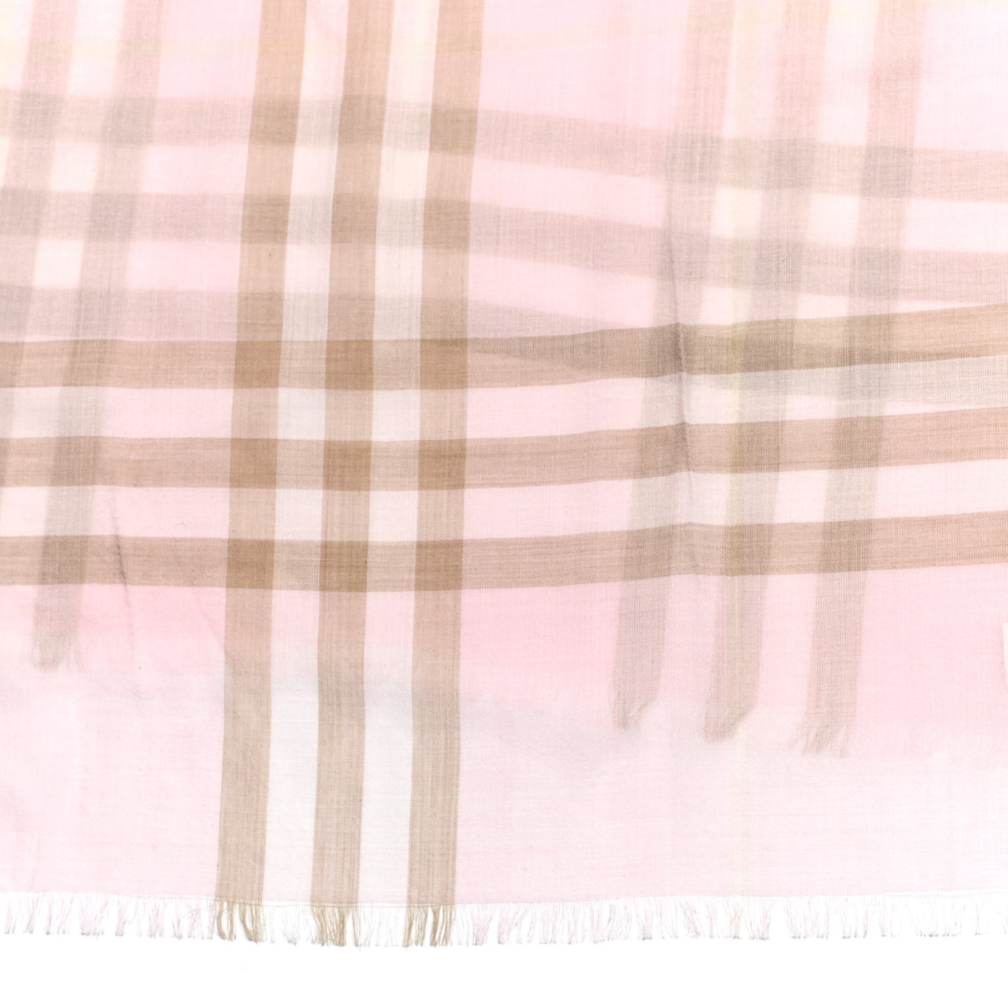 Wool Silk Gauze Giant Check Scarf Alabaster Pink