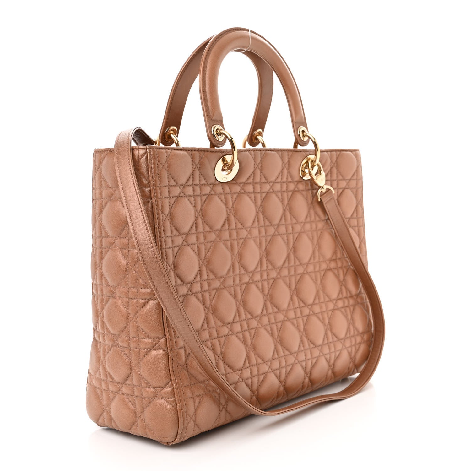 Christian Dior Metallic Lambskin Cannage Large Lady Dior Pink 3 of 14