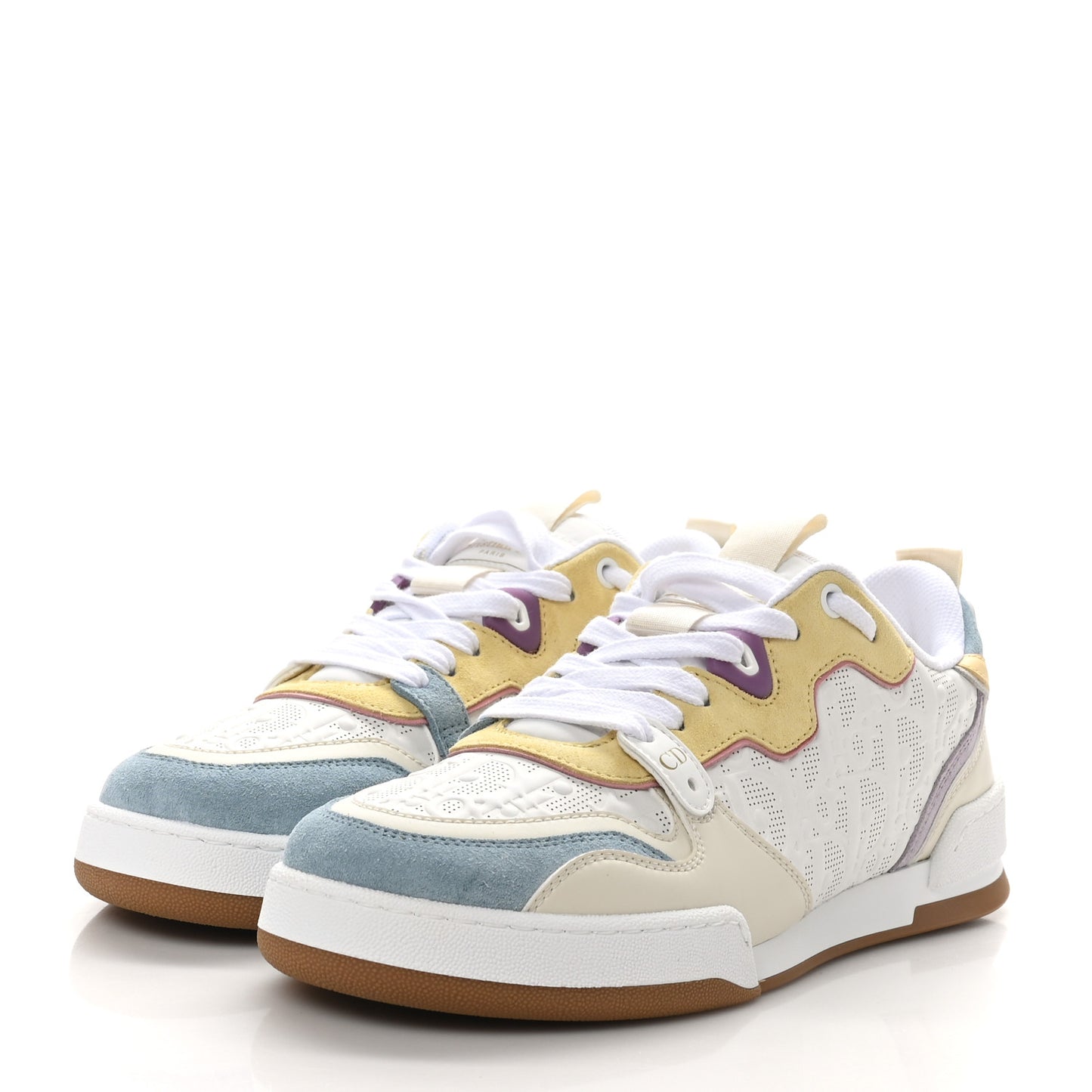 Calfskin Oblique Laser Perforated Dior One Low Sneakers 37.5 White Multicolor