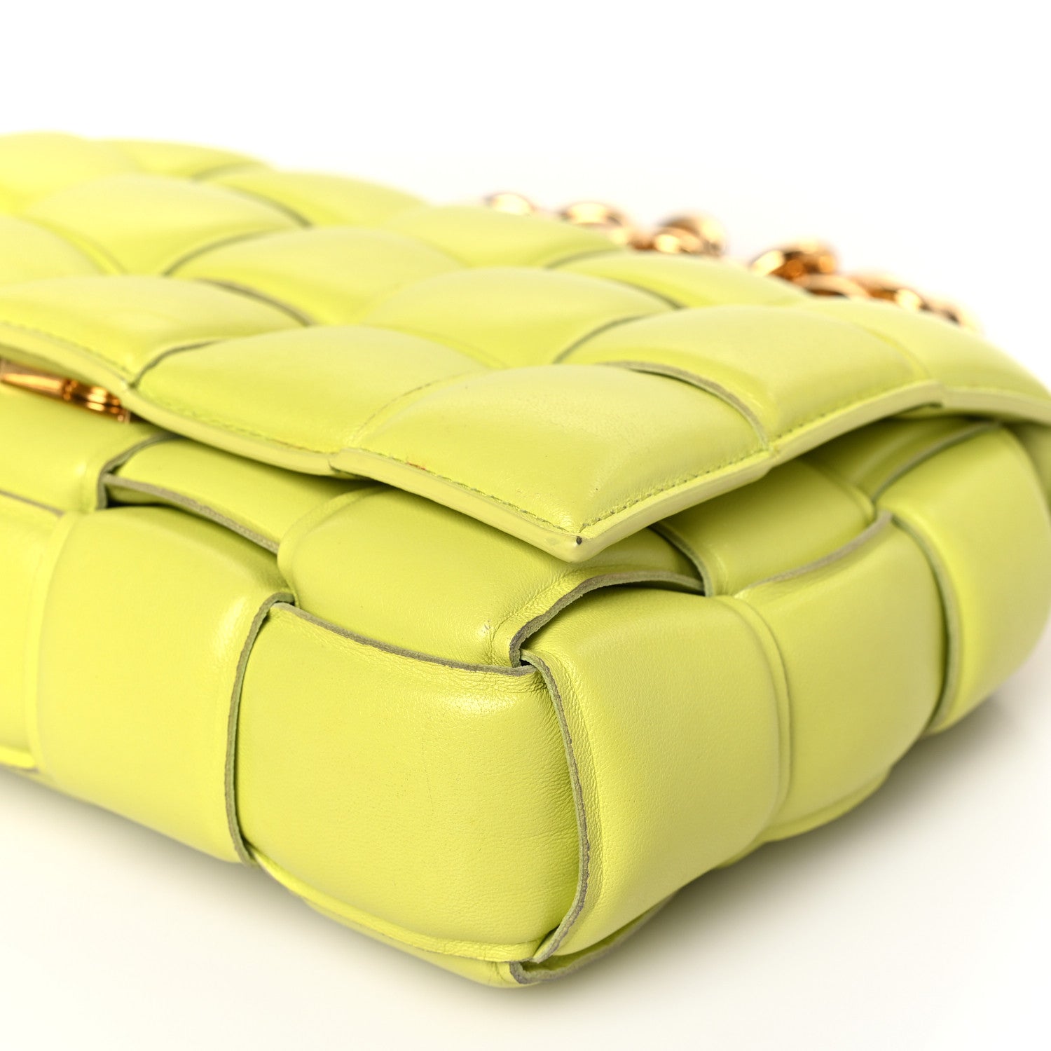 Bottega Veneta Lambskin Maxi Intreccio Padded Chain Cassette Crossbody Bag Seagrass 9 of 9