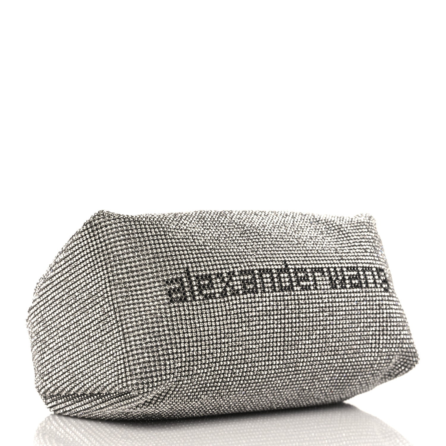 Alexander Wang Mesh Crystal Rhinestone Mini Scrunchie Clutch Black Silver 4 of 8