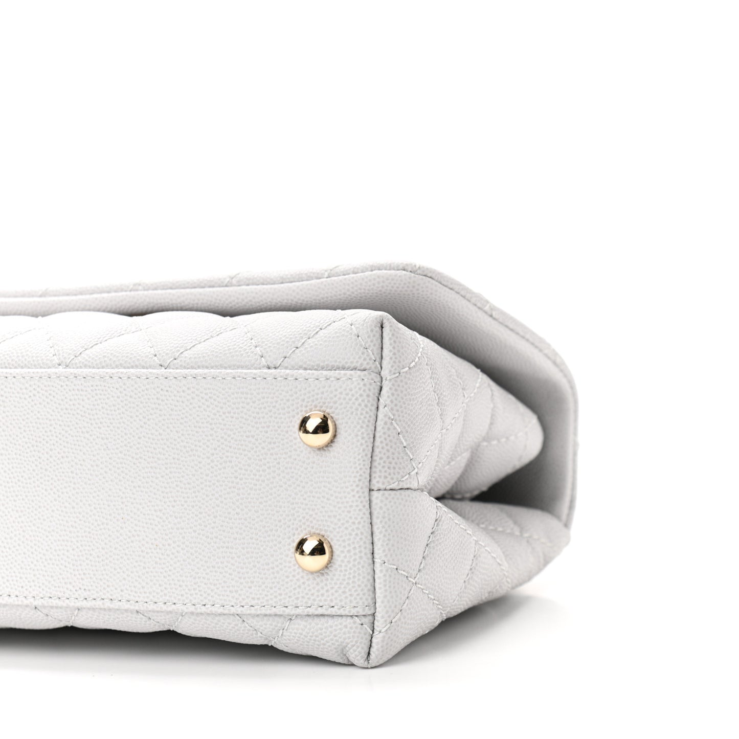 Caviar Quilted Mini Coco Handle Flap Light Grey