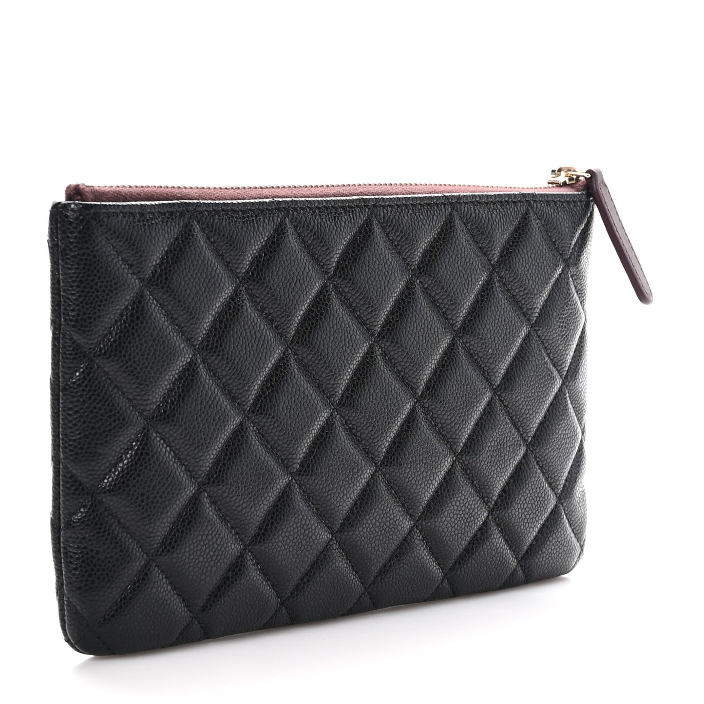 Caviar Quilted Small Zipped Pouch Black