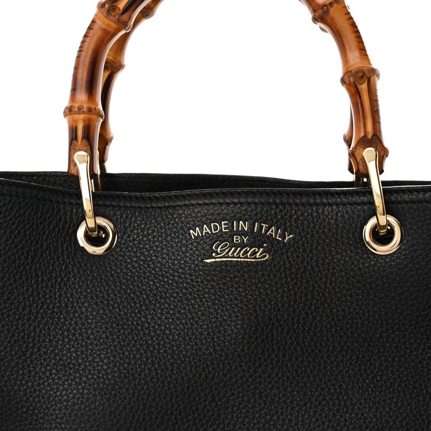 Pebbled Calfskin Medium Bamboo Shopper Tote Black