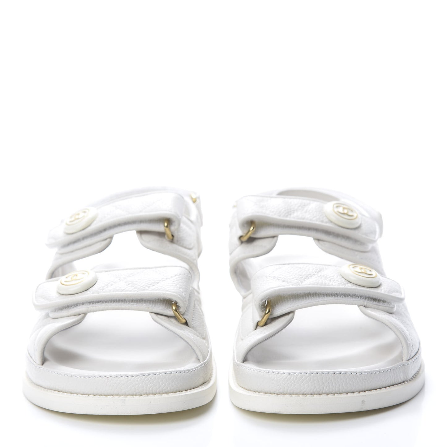 Grained Calfskin Velcro Dad Sandals 40 White
