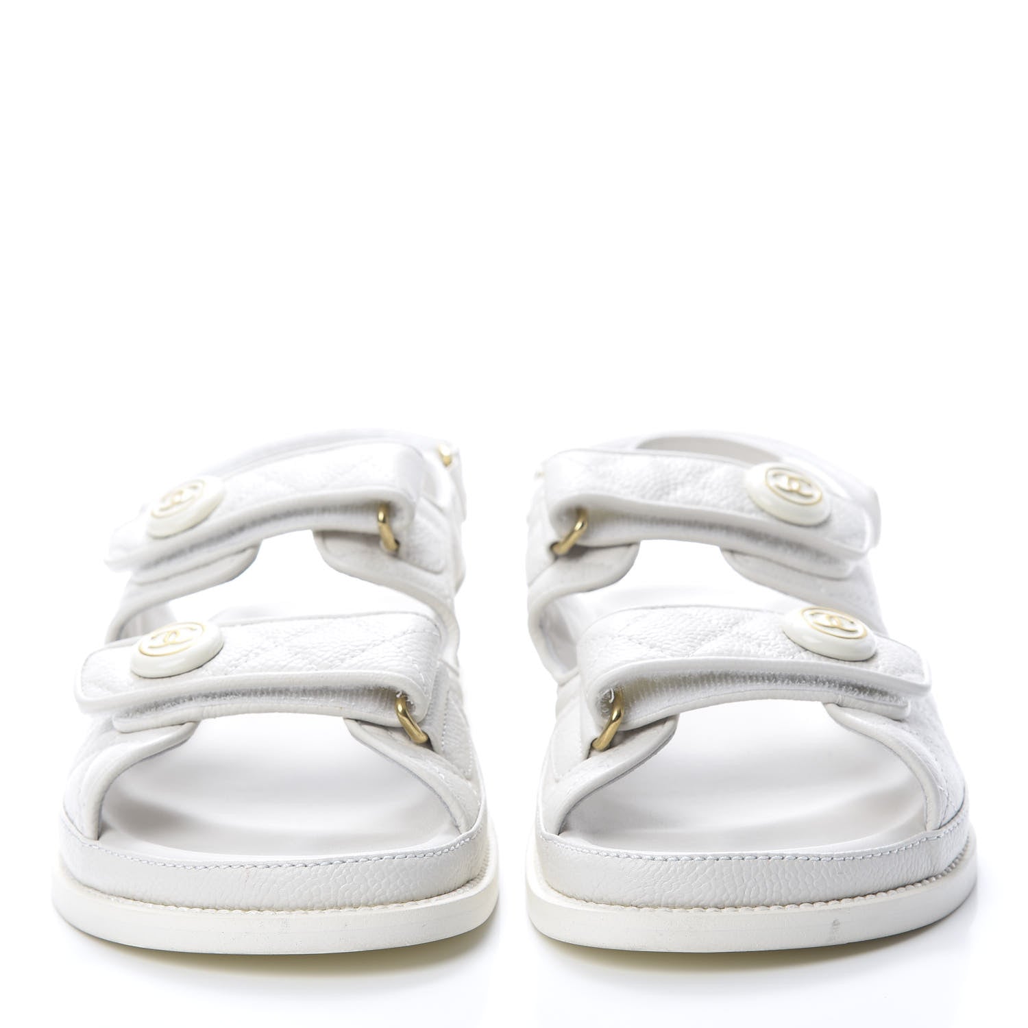 Chanel Grained Calfskin Velcro Dad Sandals 40 White 2 of 9