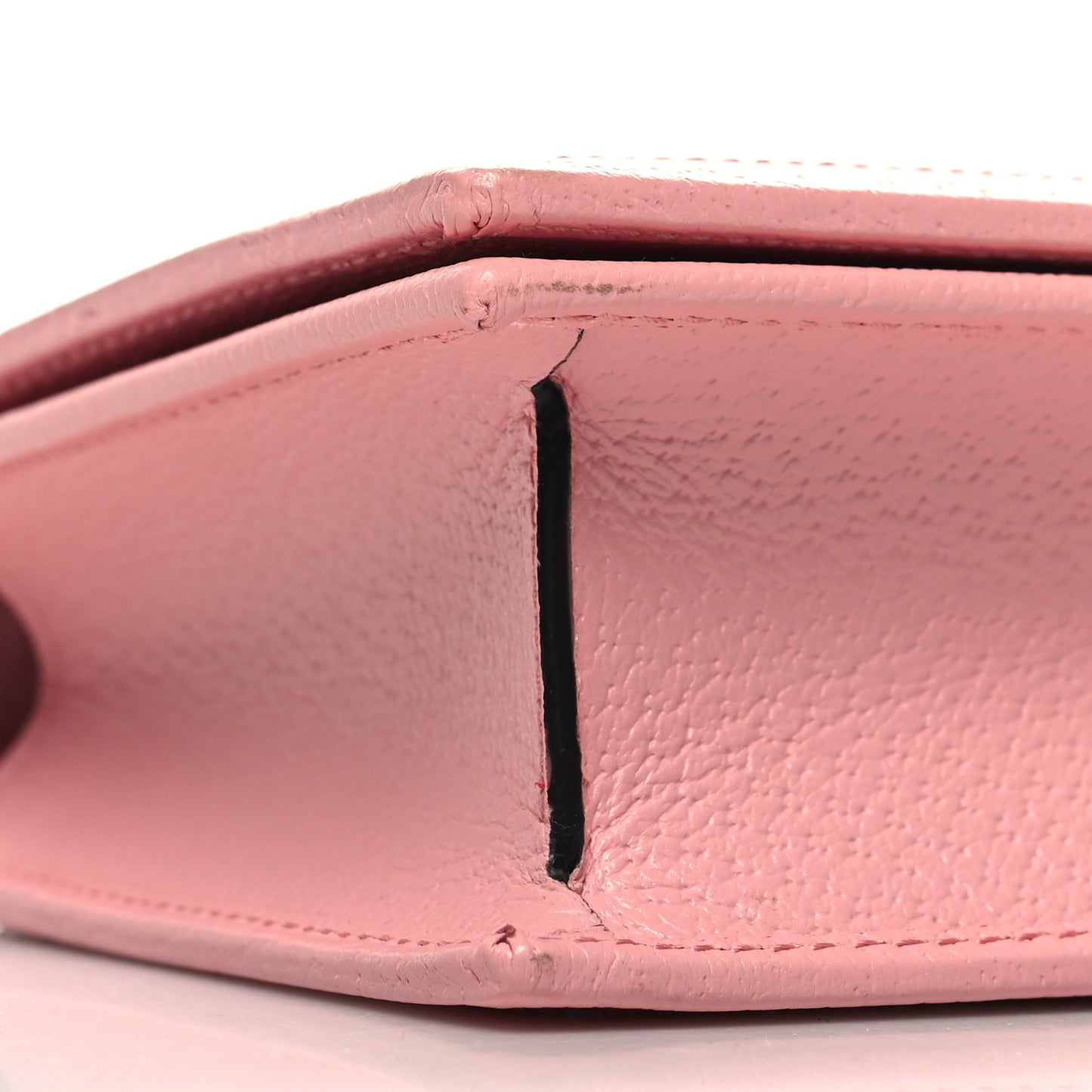 Textured Dollar Calfskin Diana Chain Wallet Wild Rose