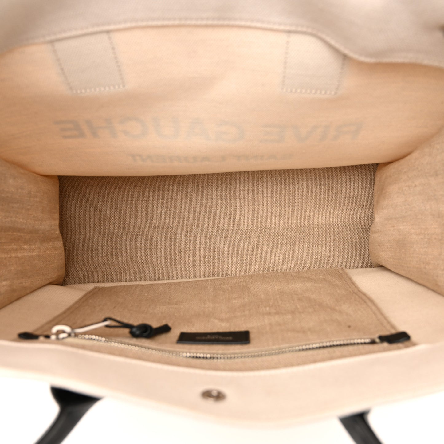 Linen Calfskin Small Rive Gauche Tote Optic White