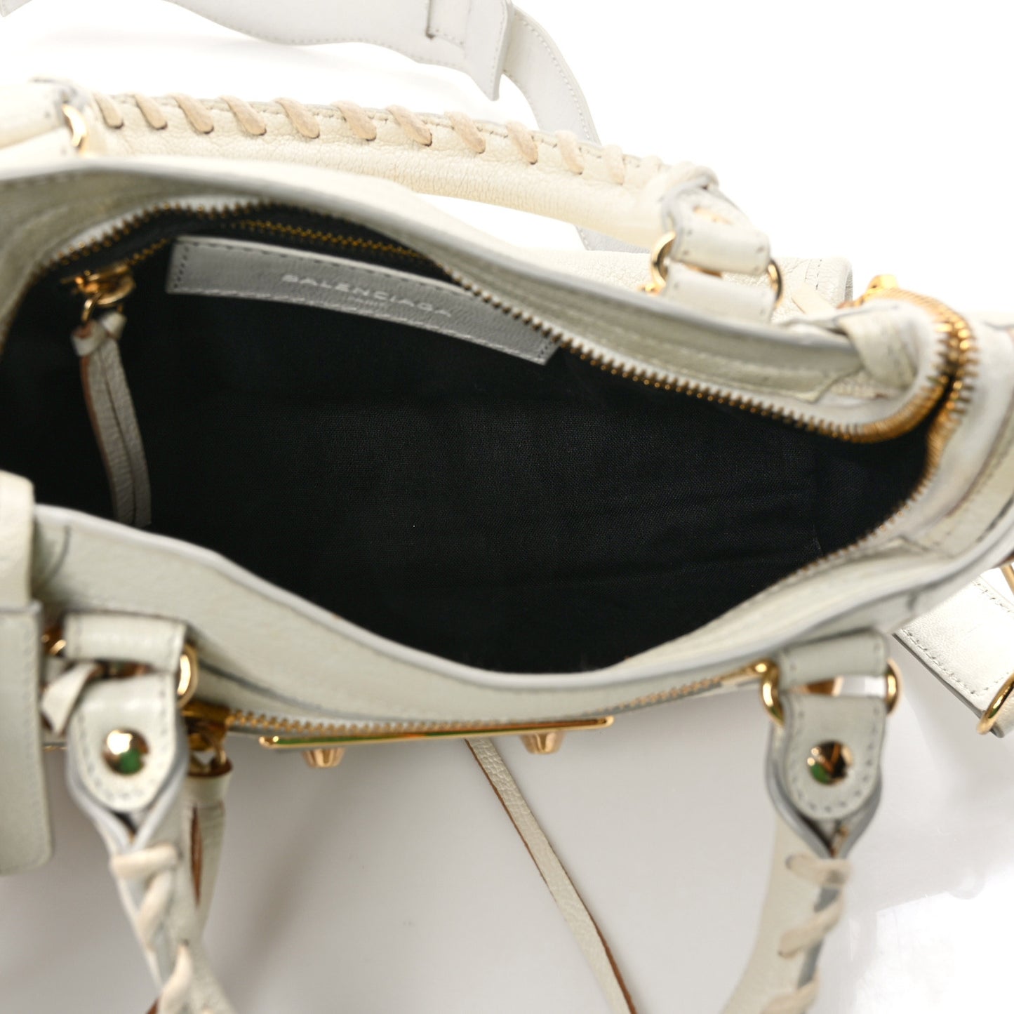 Chevre Gold Metallic Edge Hardware Mini City White