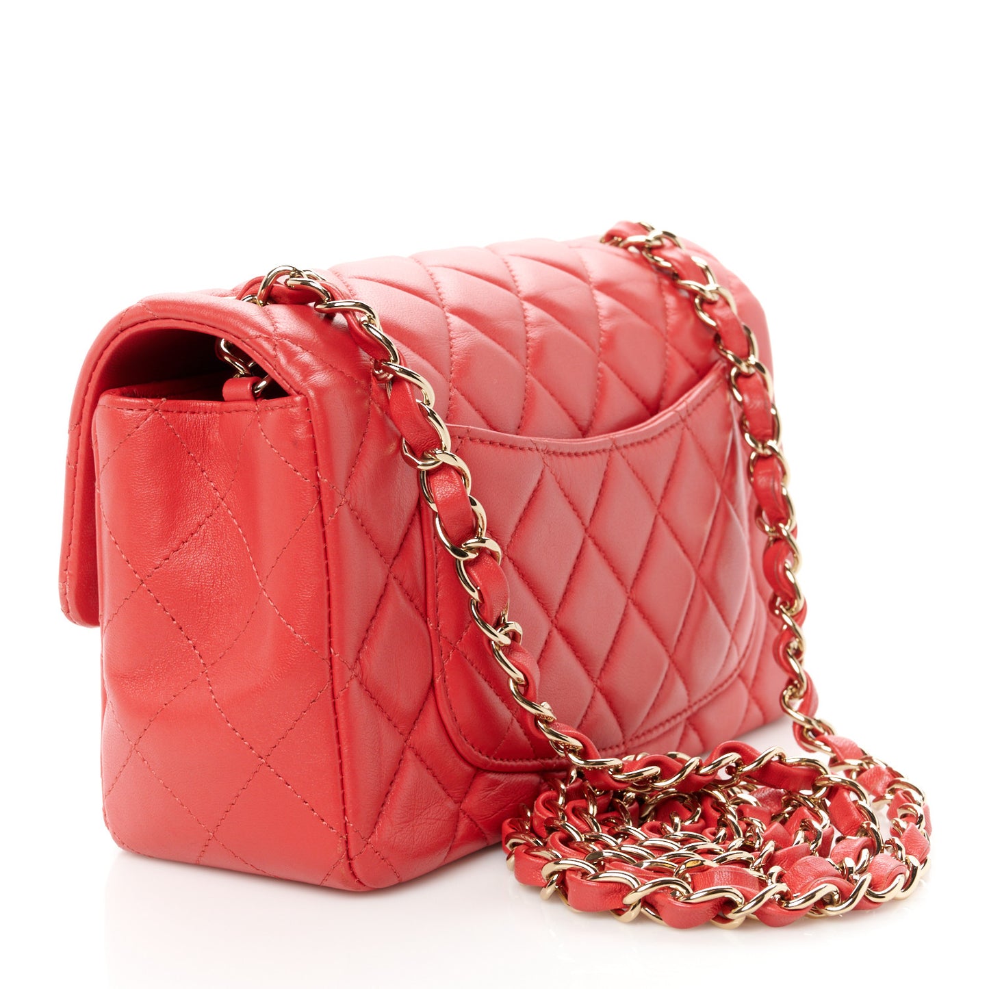 Lambskin Quilted Mini Rectangular Flap Pink