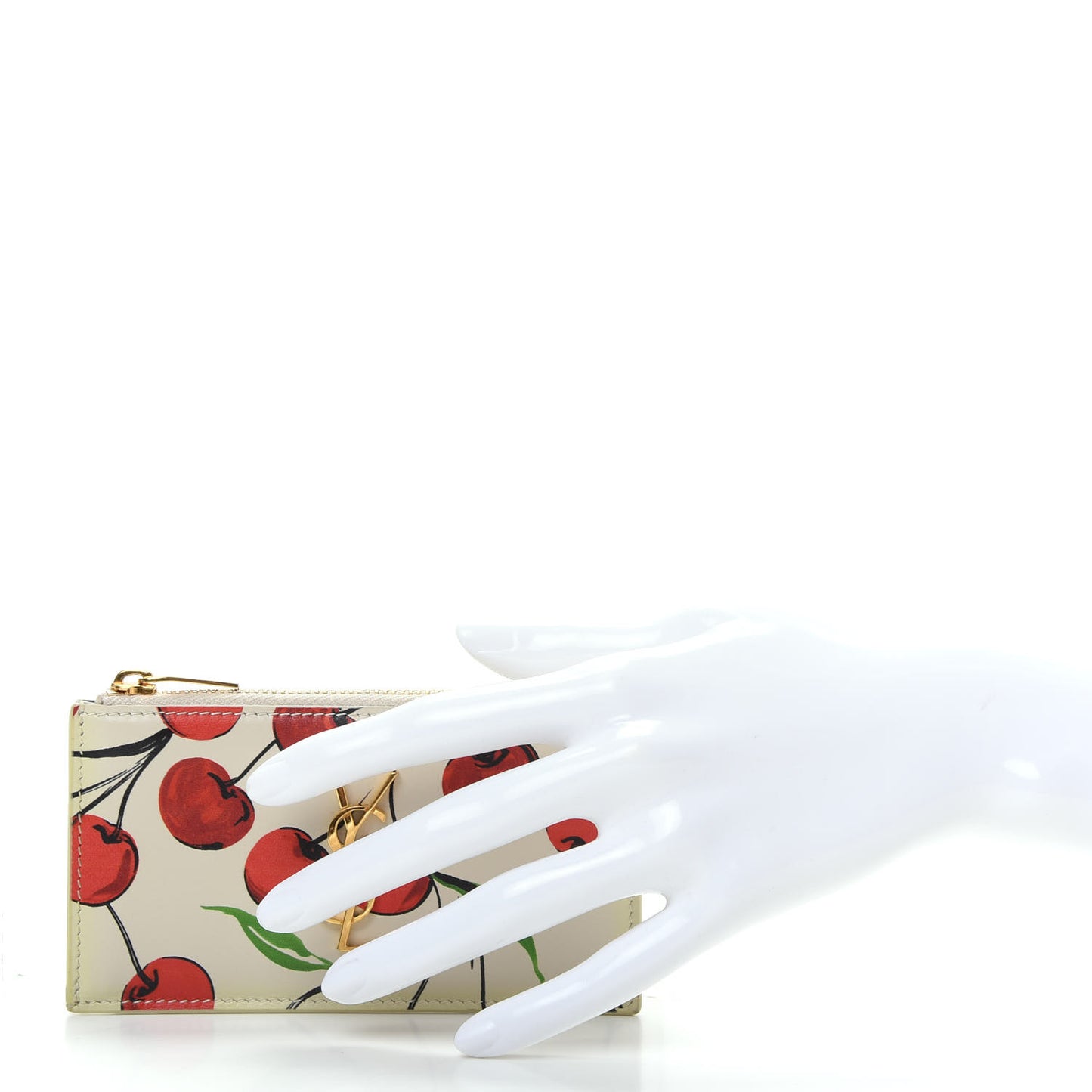 Calfskin Monogram Cherry Fragments Zippered Card Case