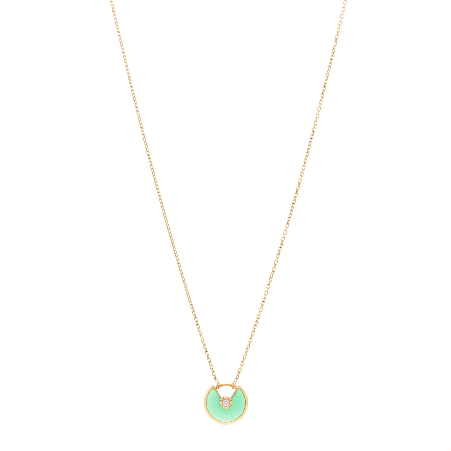 18K Yellow Gold Diamond Chrysoprase XS Amulette de Cartier Pendant Necklace