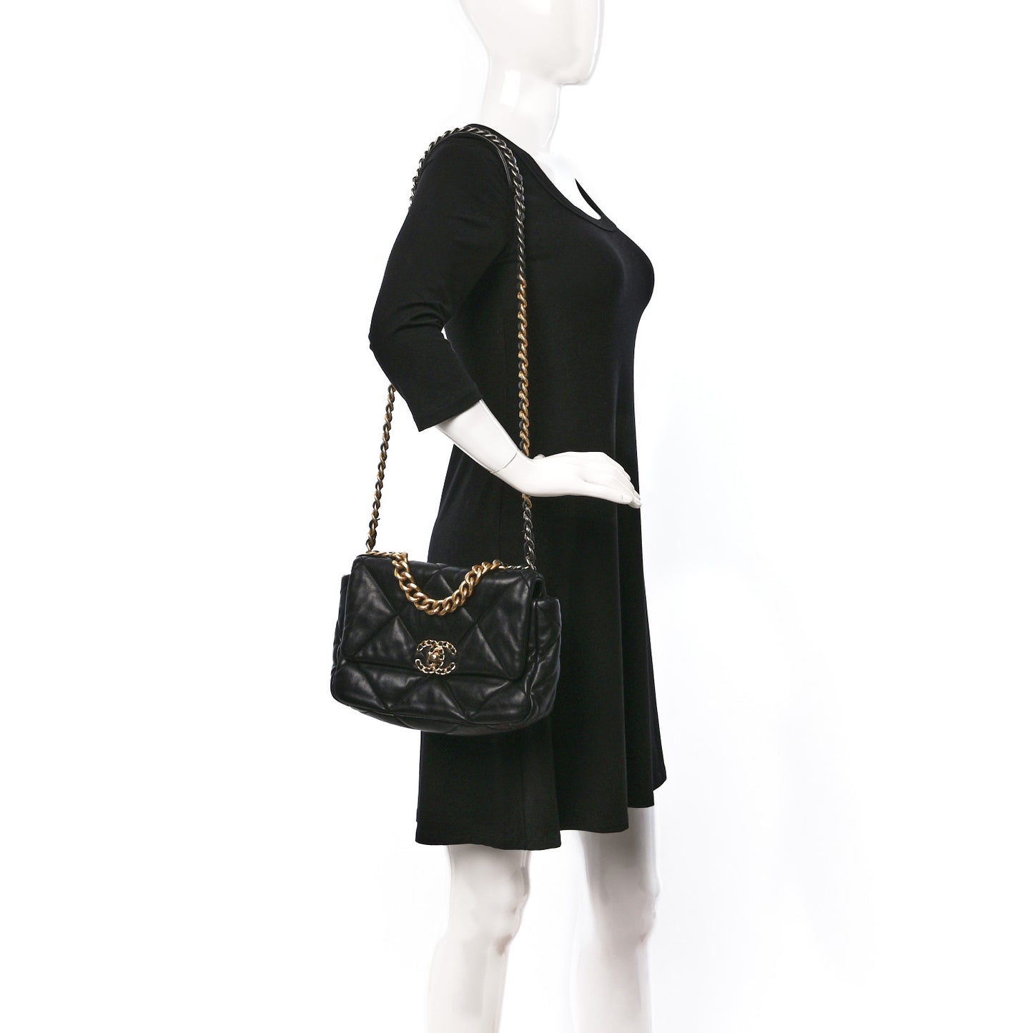 Lambskin Quilted Medium Chanel 19 Flap Black