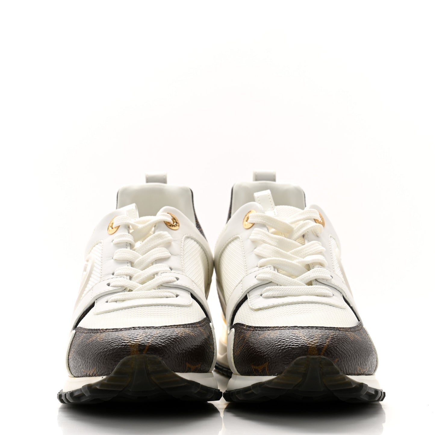 Calfskin Monogram Run Away Sneakers 35.5 White