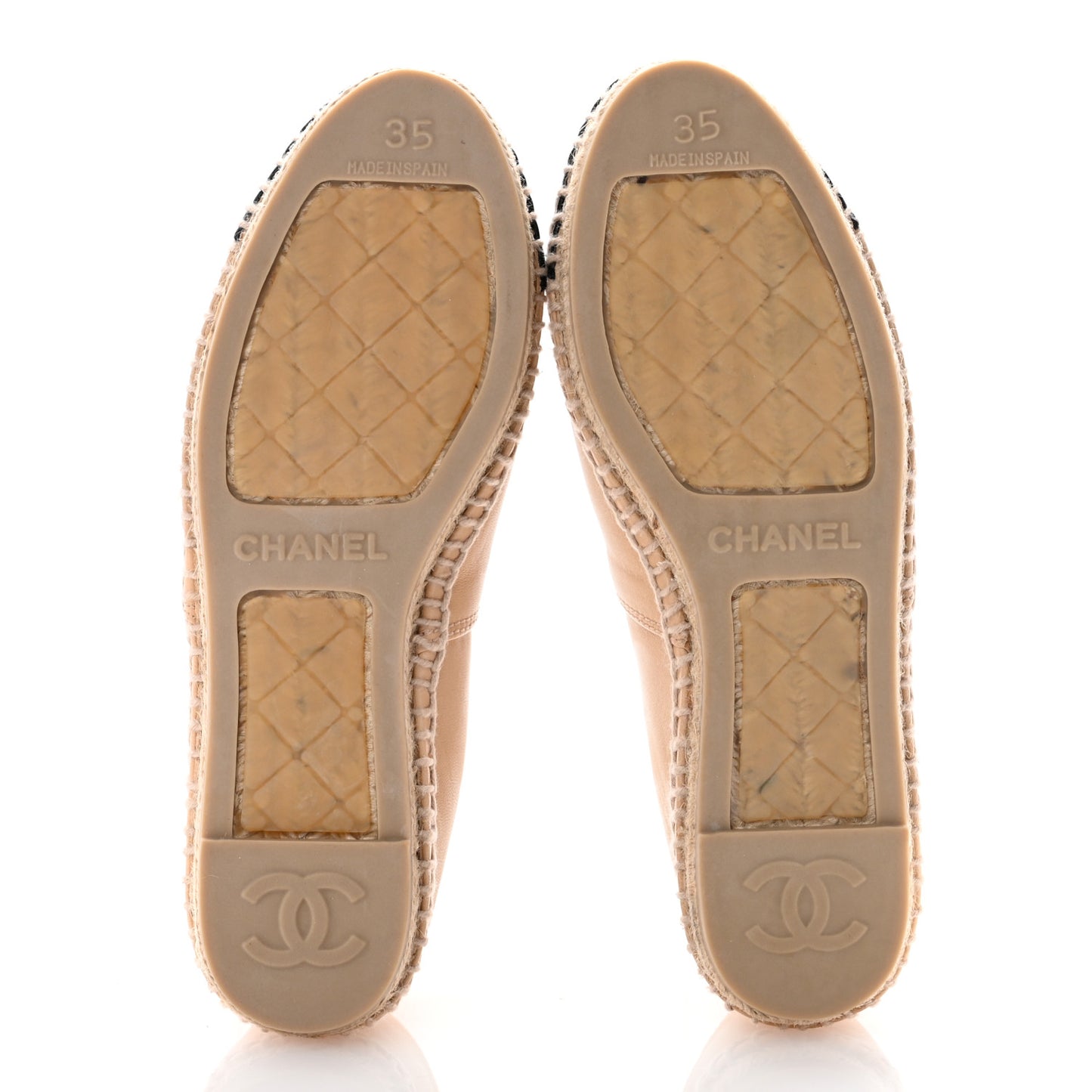 Lambskin CC Espadrilles 35 Beige Black