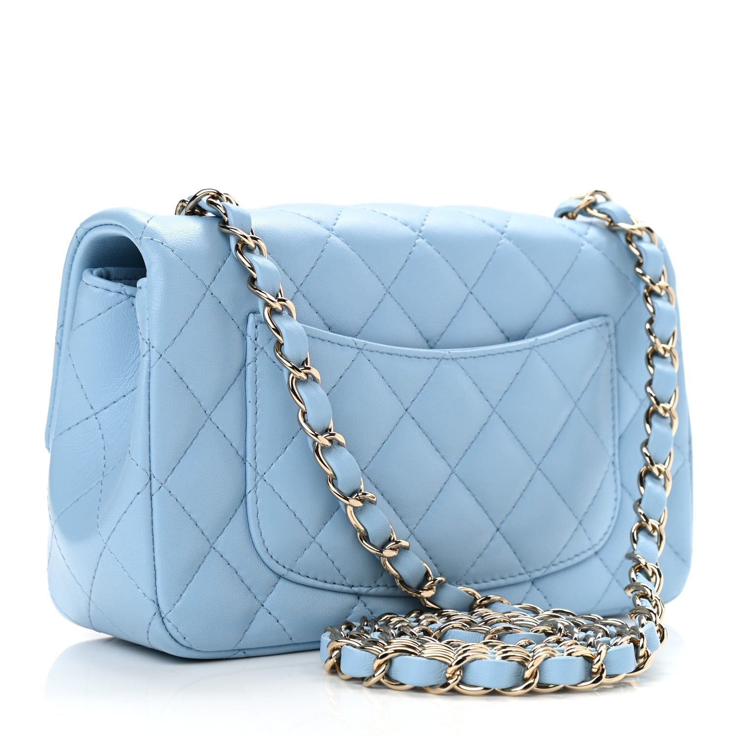 Chanel Lambskin Quilted Mini Rectangular Flap Light Blue 3 of 11