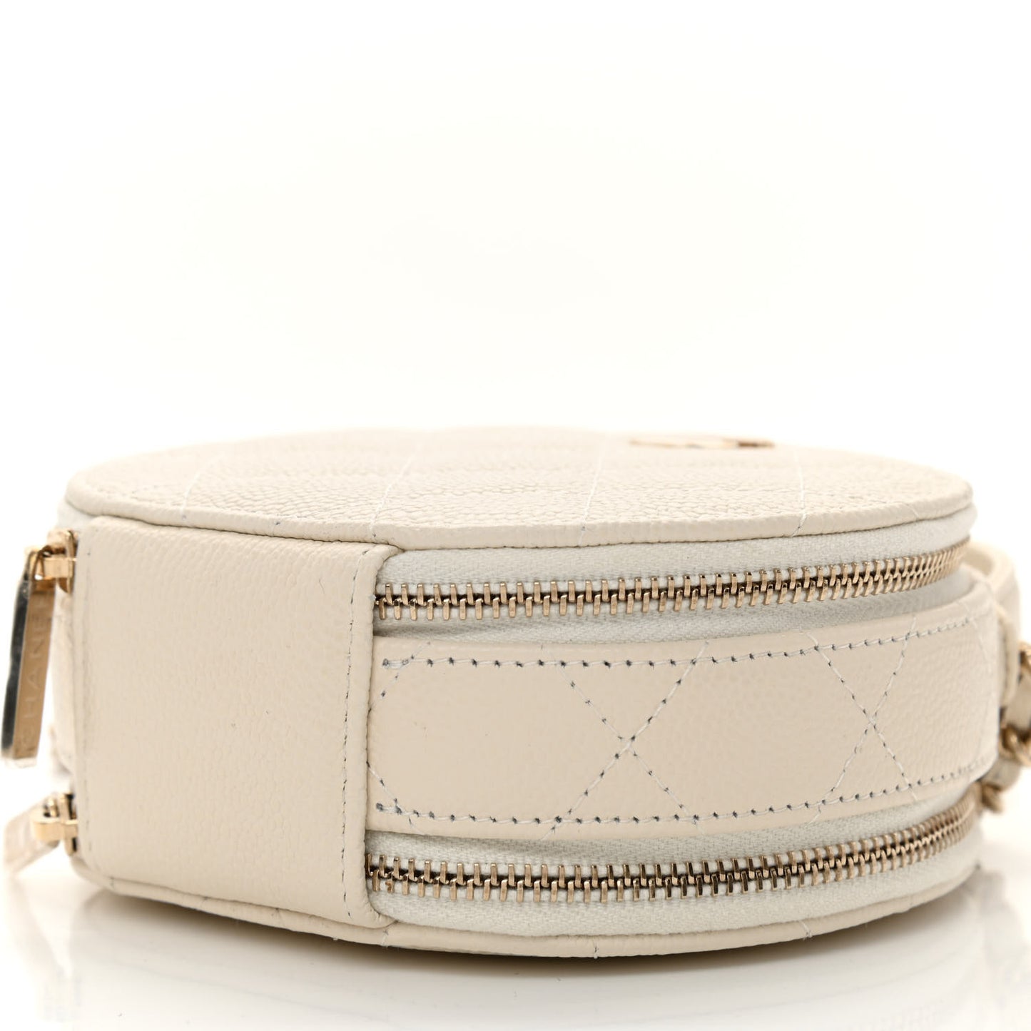 Caviar Quilted Round Handle With Care Vanity With Chain White