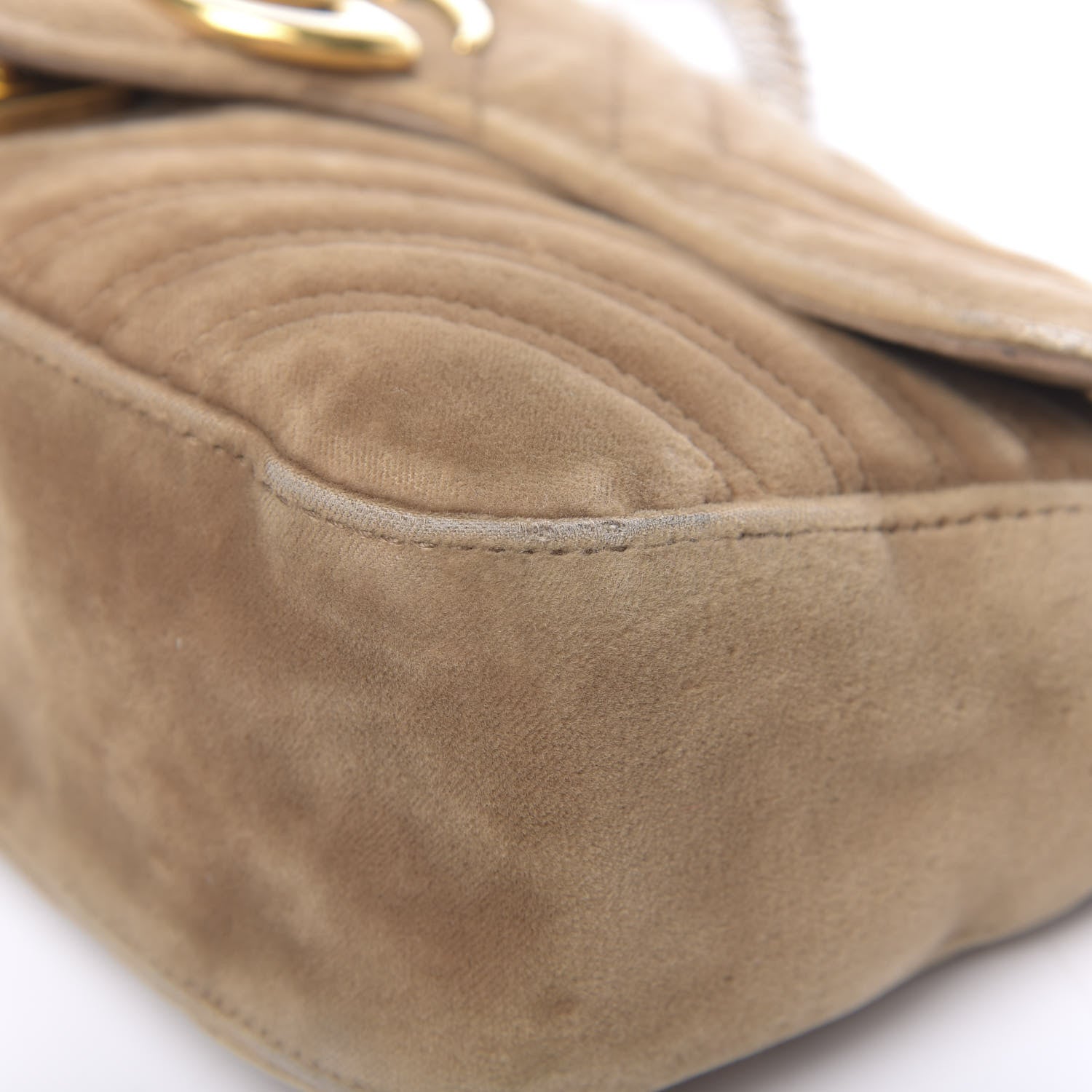 Gucci Velvet Matelasse Small GG Marmont Shoulder Bag Taupe 21 of 29