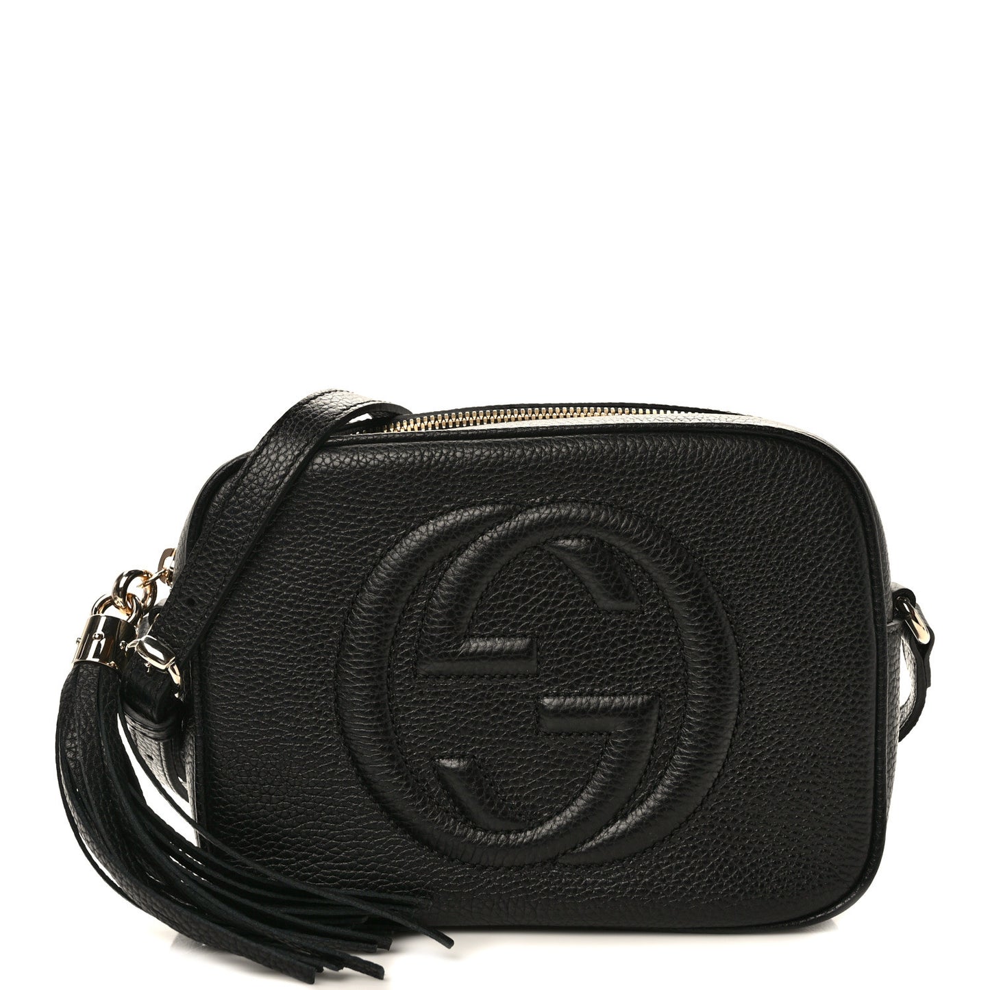 Pebbled Calfskin Small Soho Disco Bag Black