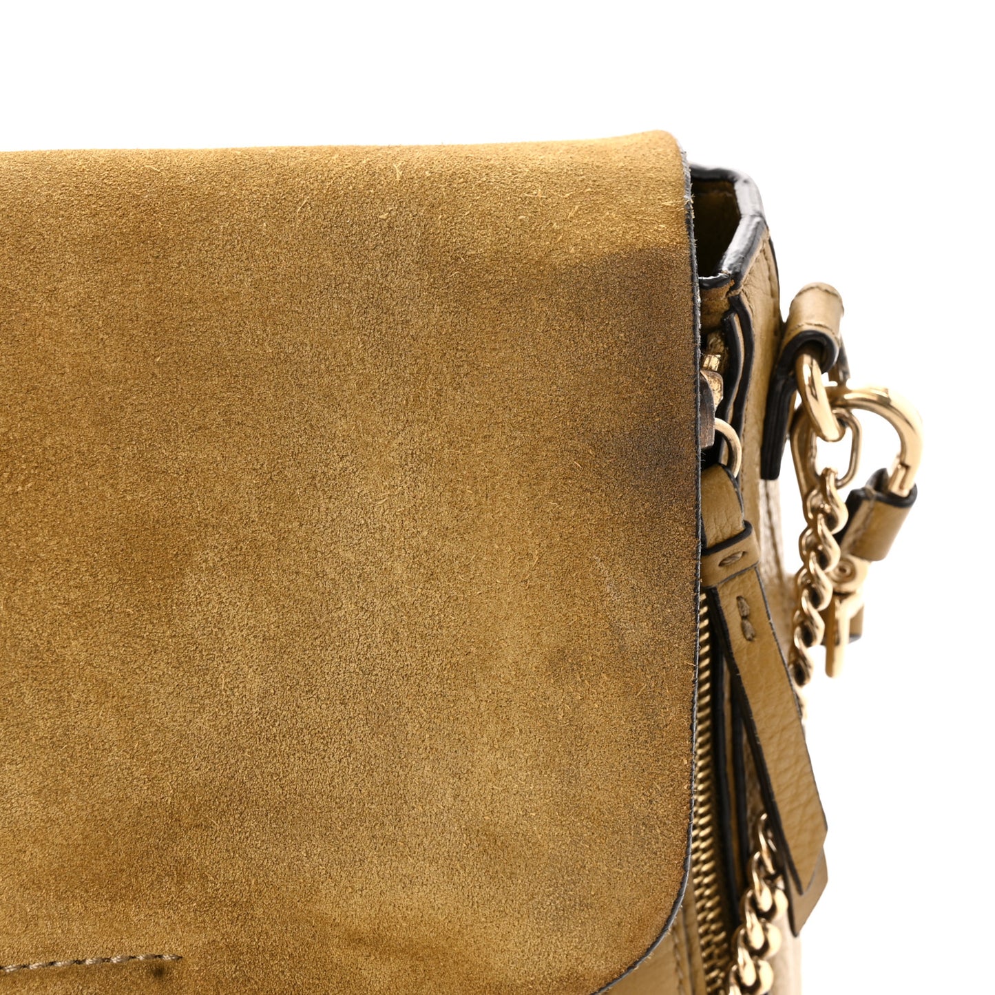 Suede Calfskin Small Faye Backpack Dark Khaki