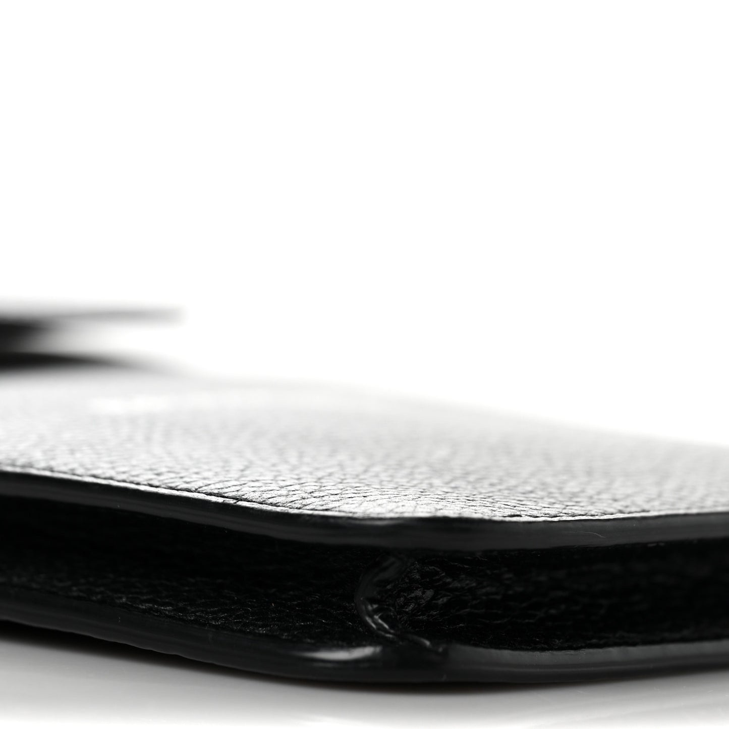 Grained Calfskin Cash Phone Holder Wallet Black