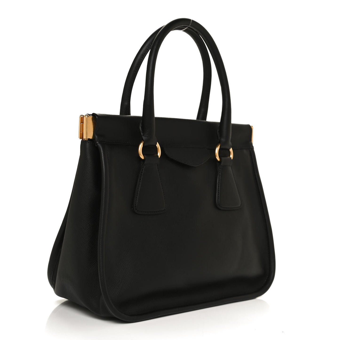 Saffiano Lux Frame Satchel Black