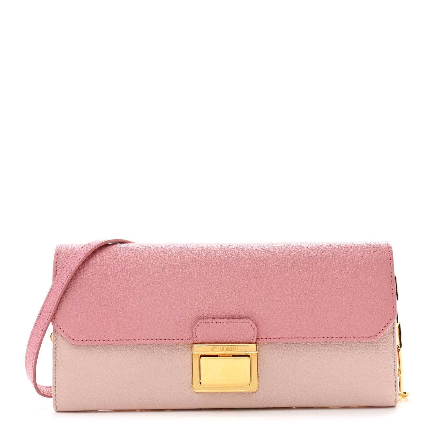 miumiu MADRAS BICOLORE ROSA＋PEONIA Miu Miu Goatskin Madras Bicolor Wallet On Chain Rosa Gemma 1846568