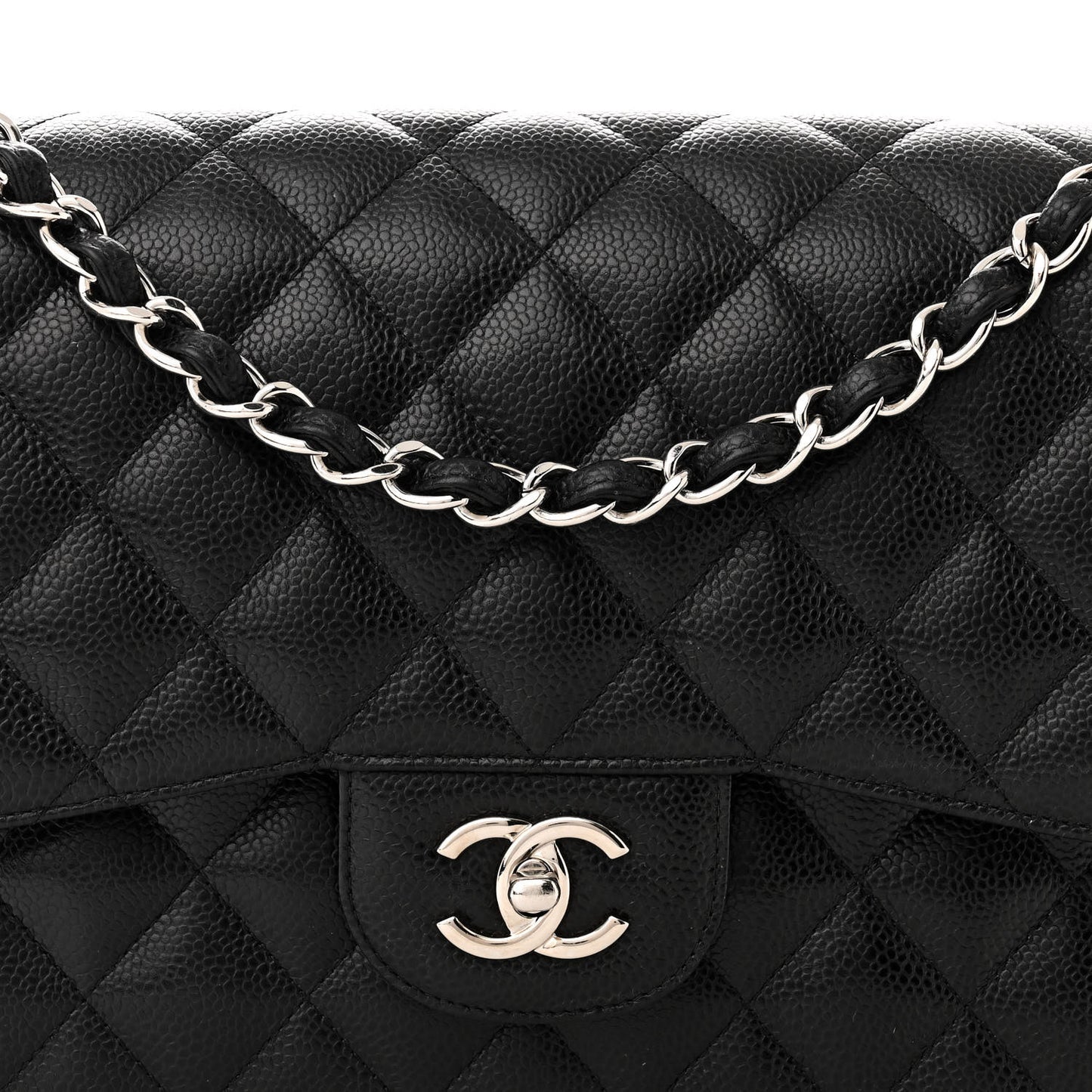 Caviar Quilted Jumbo Double Flap Black