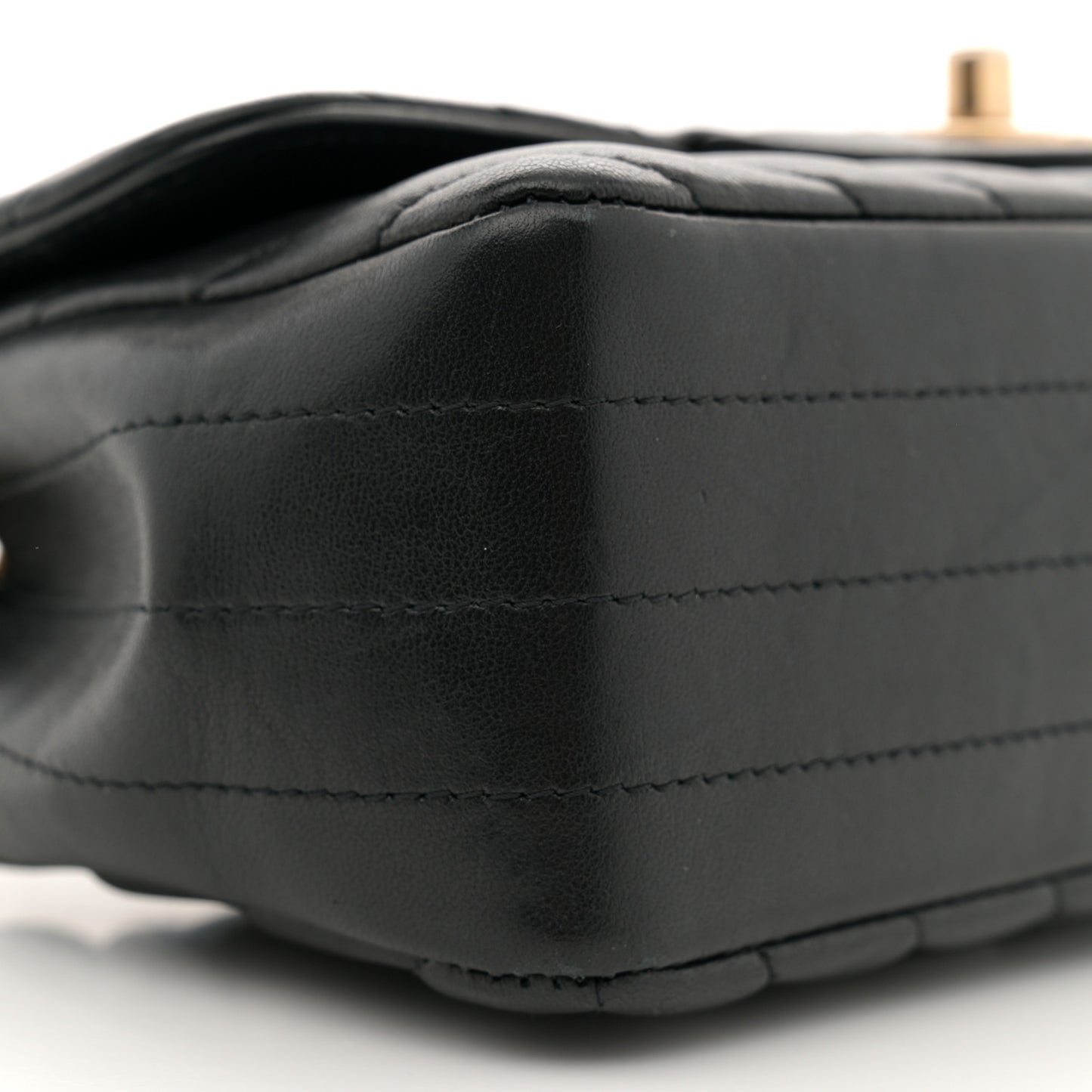 Lambskin Chevron Quilted Mini Rectangular Flap Black