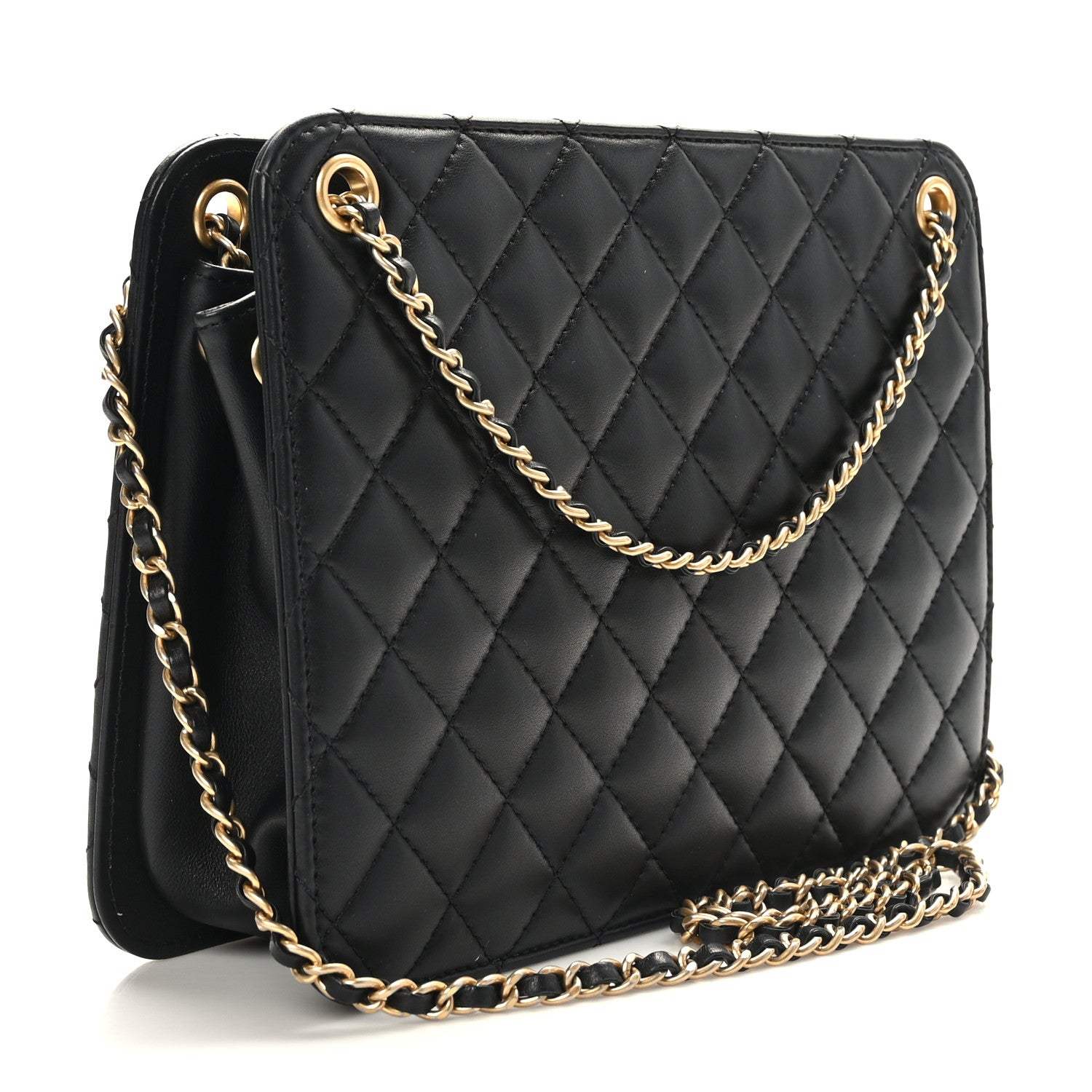 Chanel Calfskin Quilted CC Chain Accordion Tote Black 2 of 8