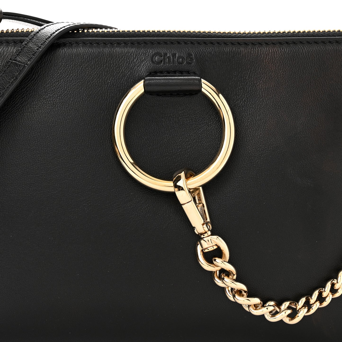 Supple Lambskin Small Faye Soft Zippered Shoulder Bag Black