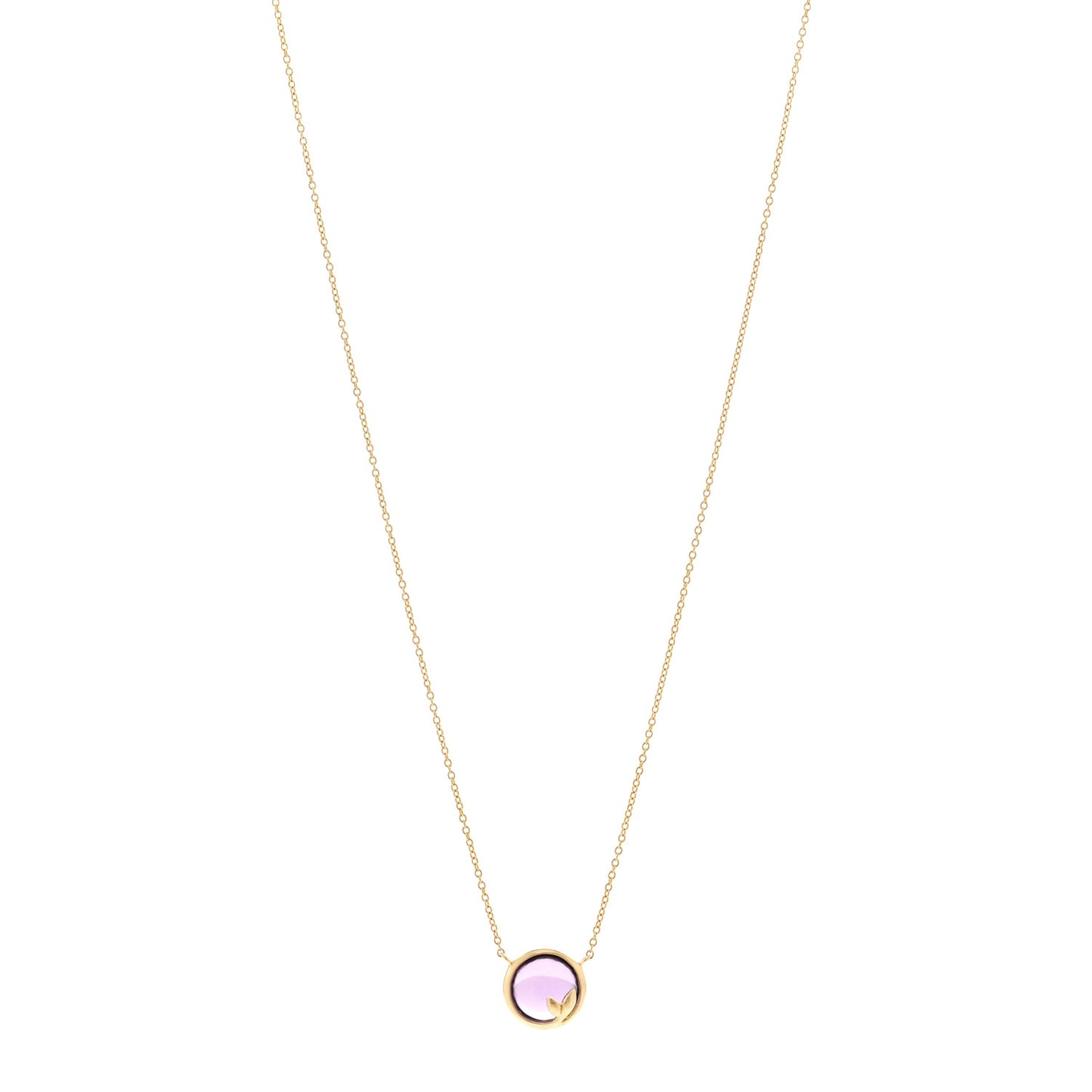 18K Yellow Gold Amethyst Paloma Picasso Olive Leaf Pendant Necklace
