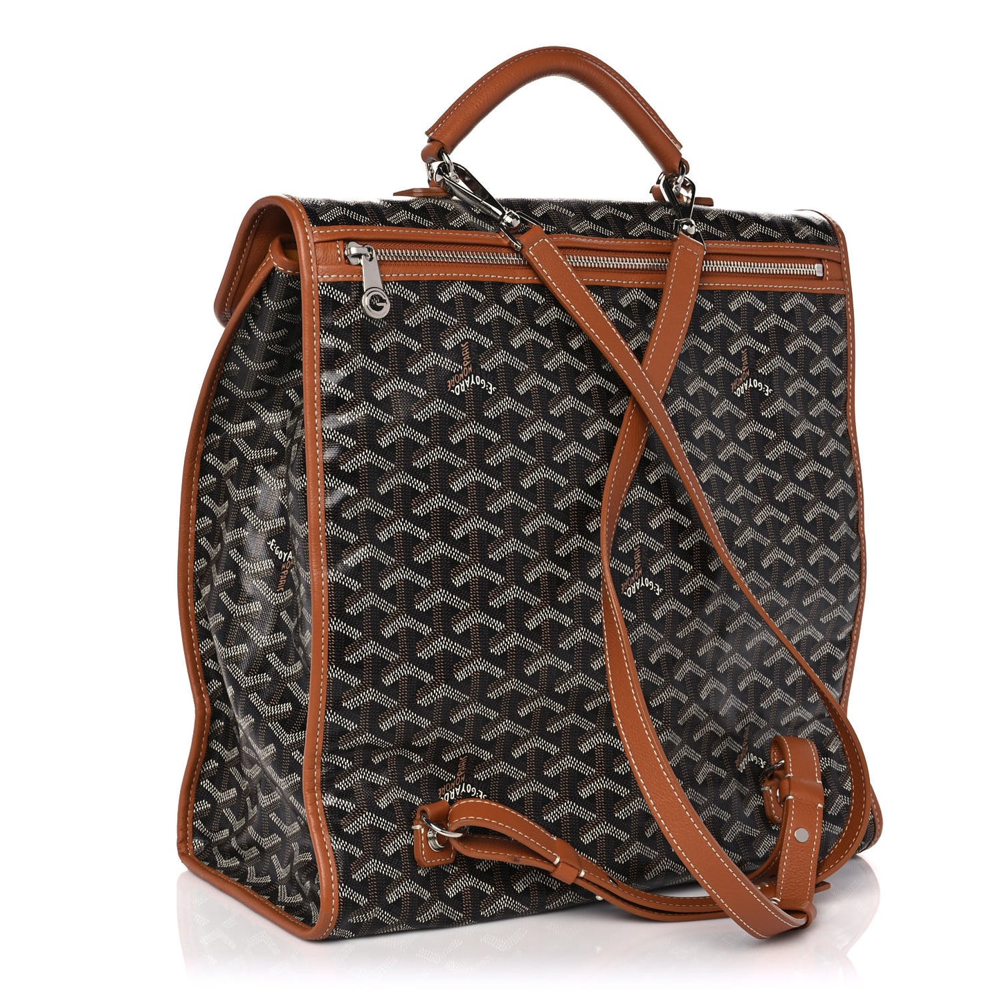 Goyardine Saint Leger Soft Briefcase Backpack Black Gold