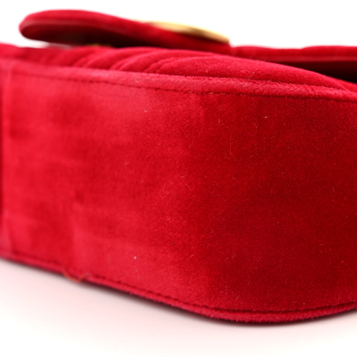 Velvet Matelasse Mini GG Marmont Shoulder Bag Hibiscus Red