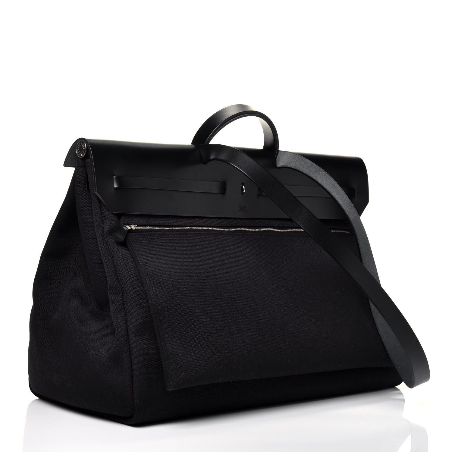Hermes Military Toile Vache Hunter Herbag Zip Retourne Cabine Bag Black 2 of 11