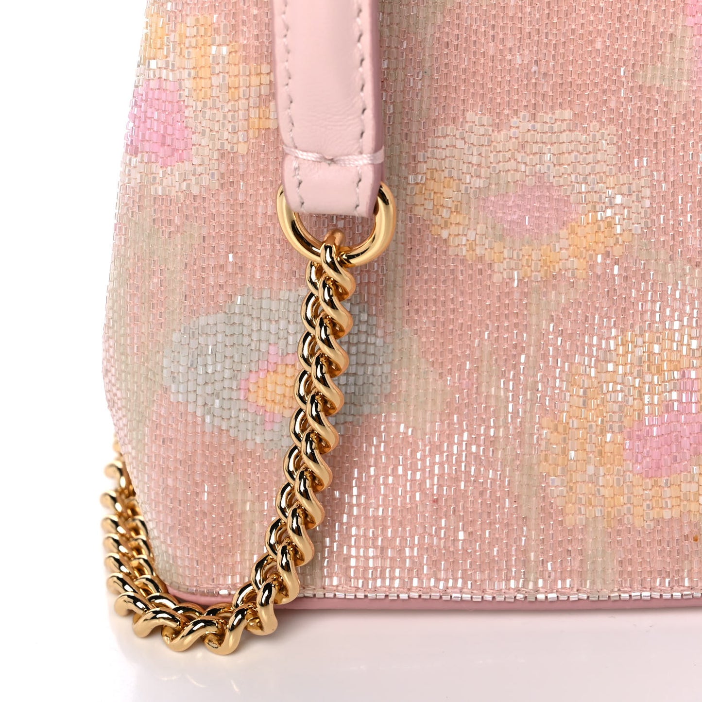 Glass Bead Embroidered XS Peekaboo Iconic Satchel Rosa Multicolor