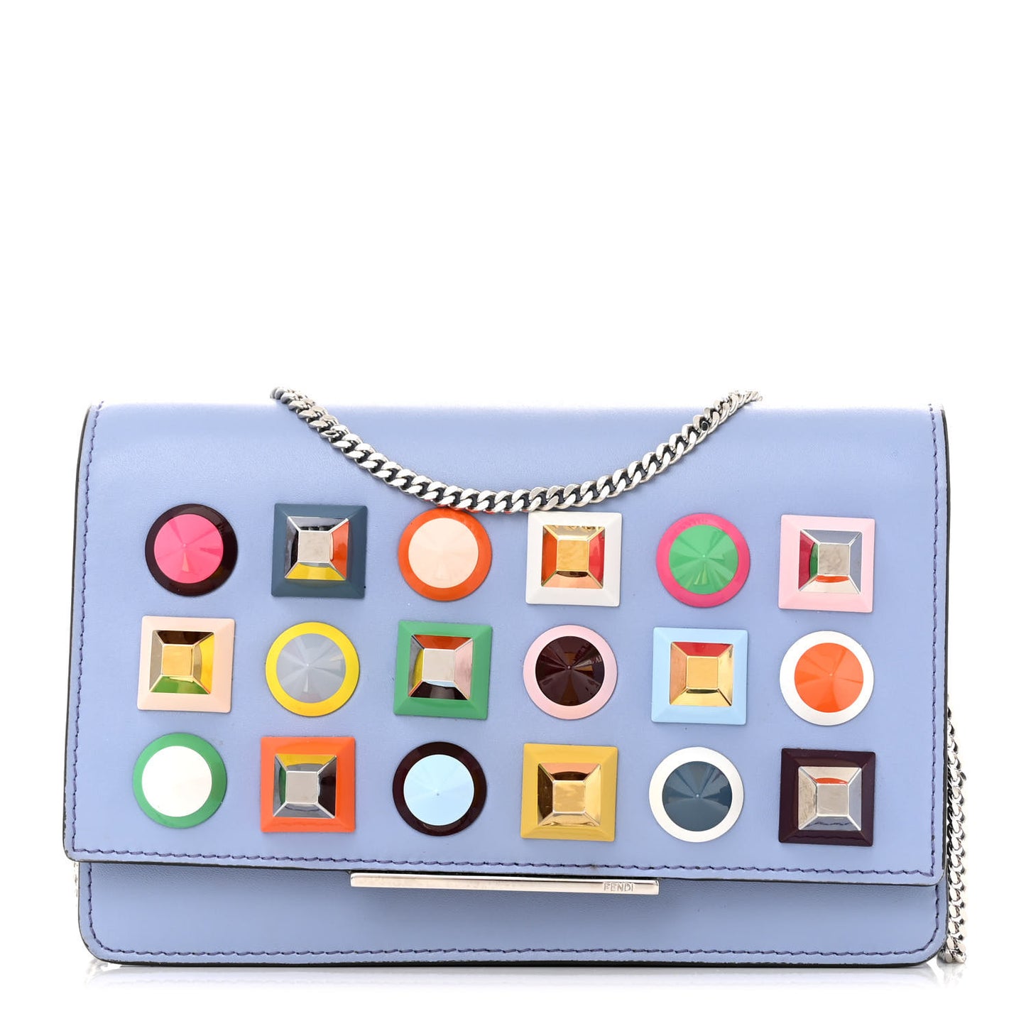 Vitello Dolce Studded Tube Wallet On Chain Ardesia Multicolor
