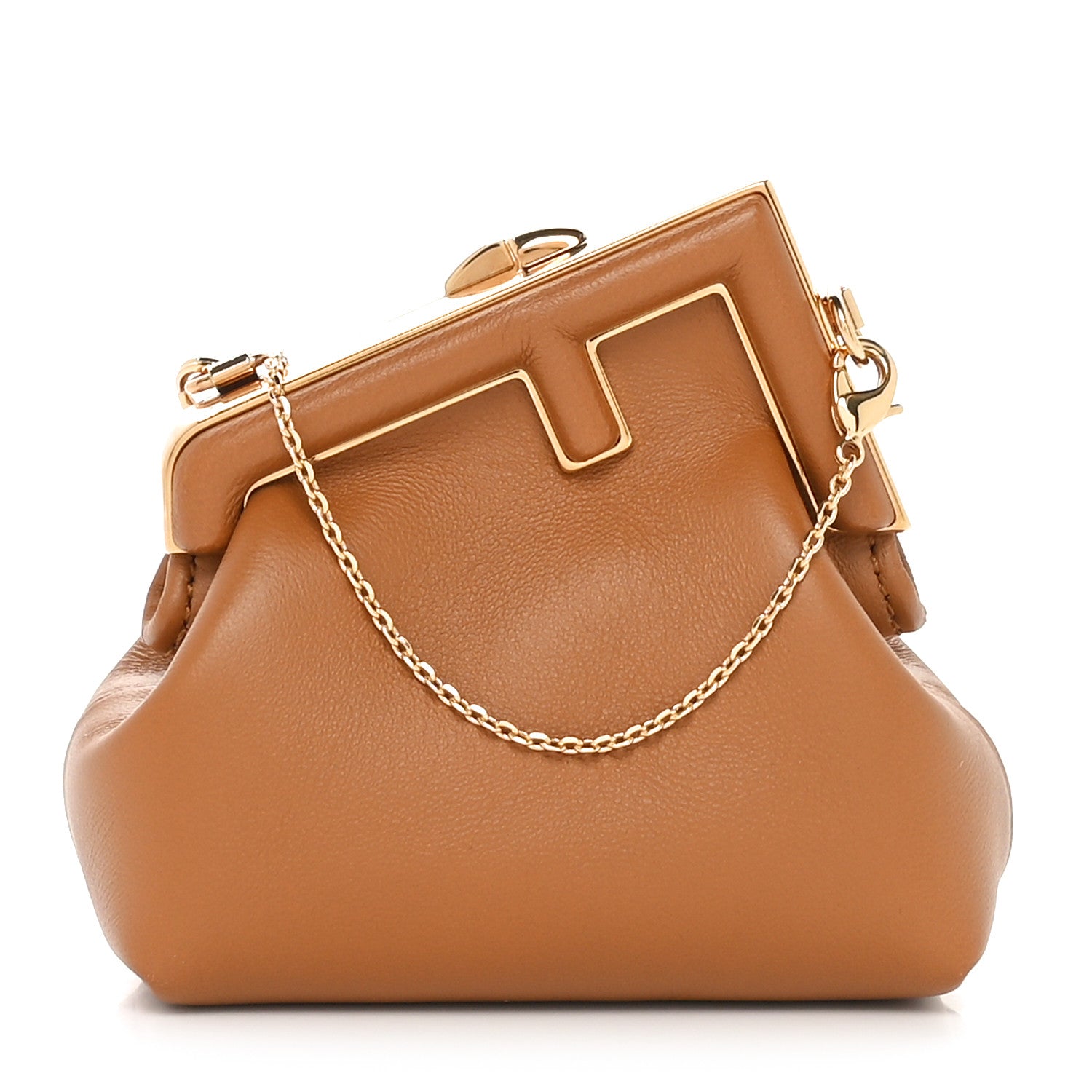 Fendi Shiny Nappa Nano Fendi First Bag Charm Caramello 1630070