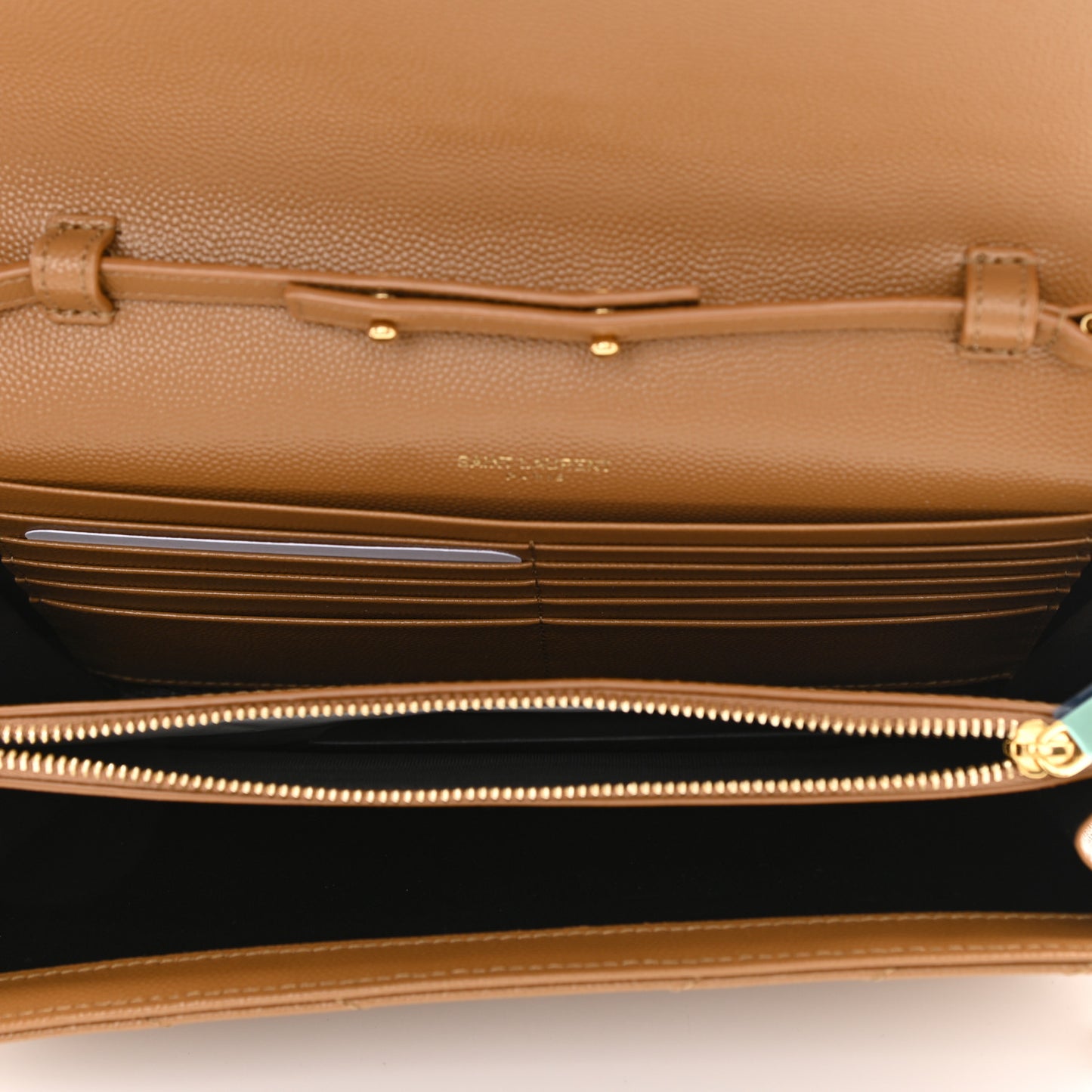 Grain De Poudre Matelasse Chevron Monogram Chain Wallet Dark Natural