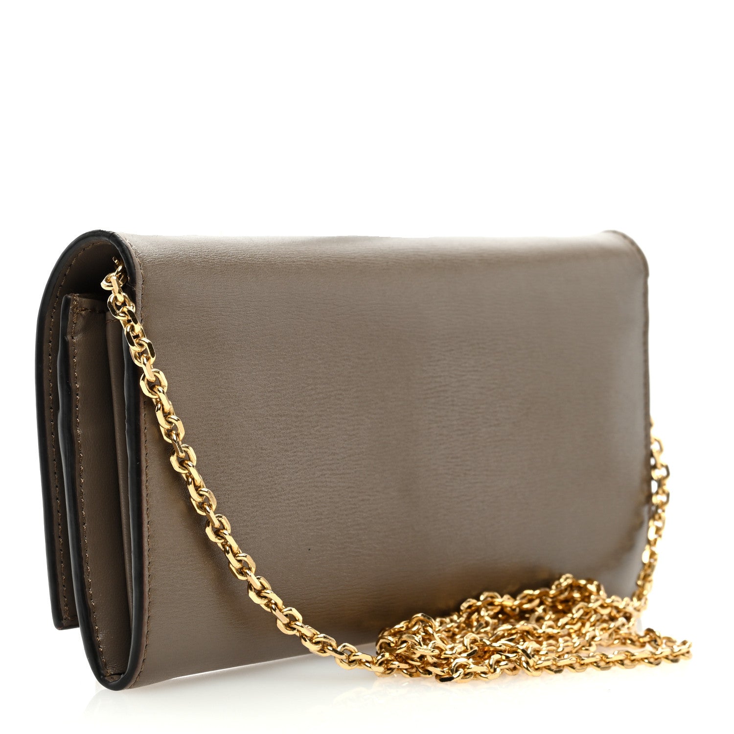 Fendi Vitello Palmellato Continental Wallet on Chain Tartufo 3 of 8