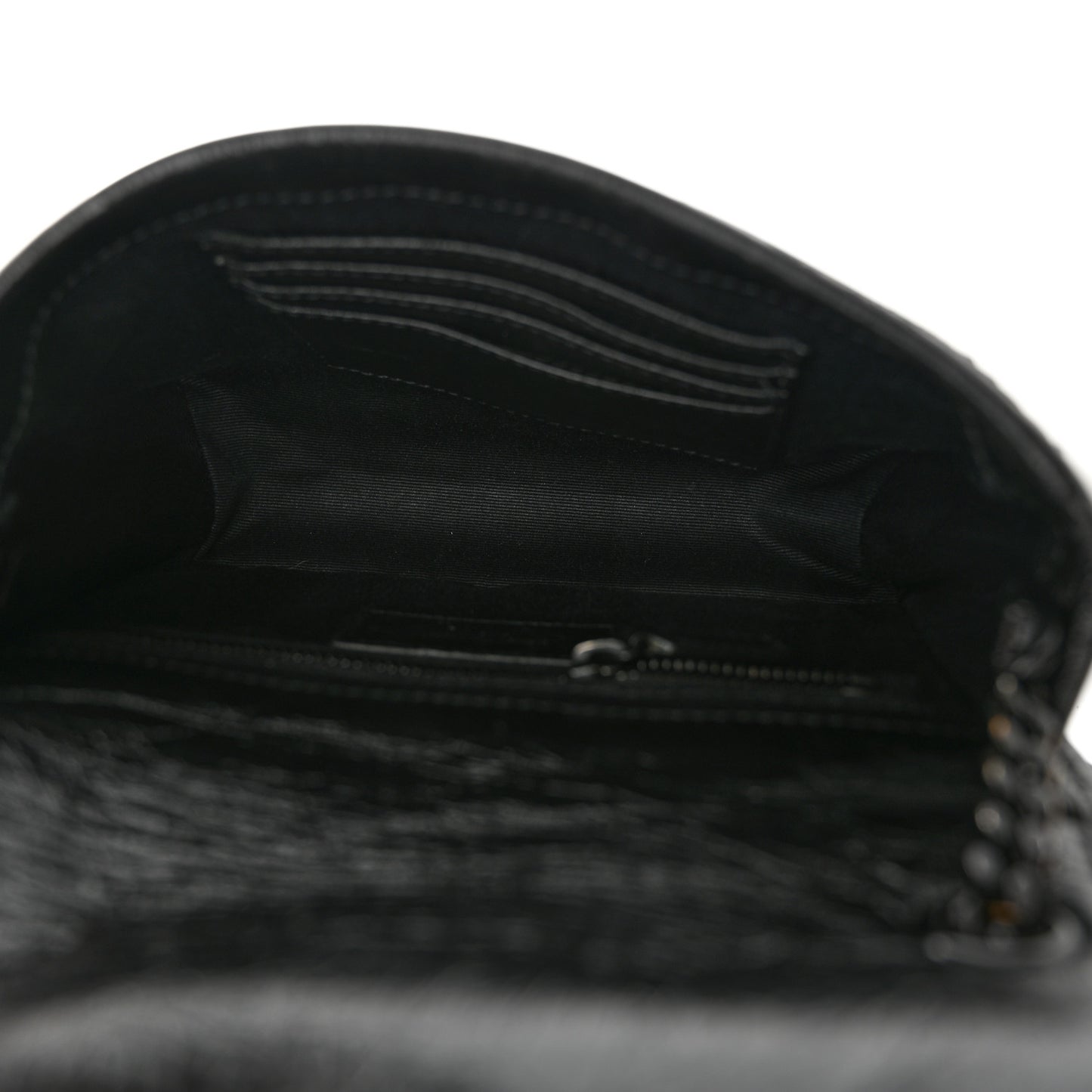 Crinkled Calfskin Matelasse Monogram Niki Chain Wallet Black
