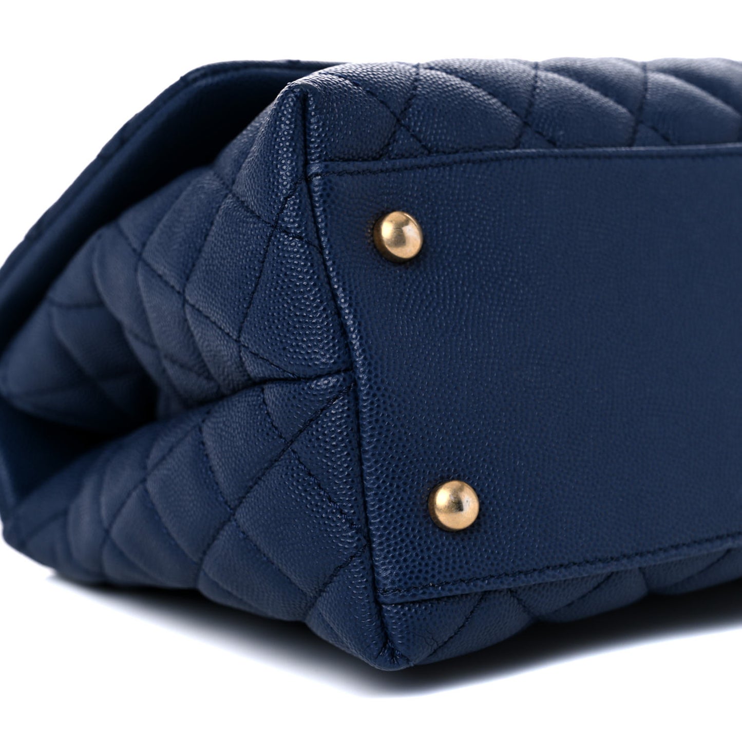 Caviar Lizard Embossed Quilted Small Coco Handle Flap Dark Blue