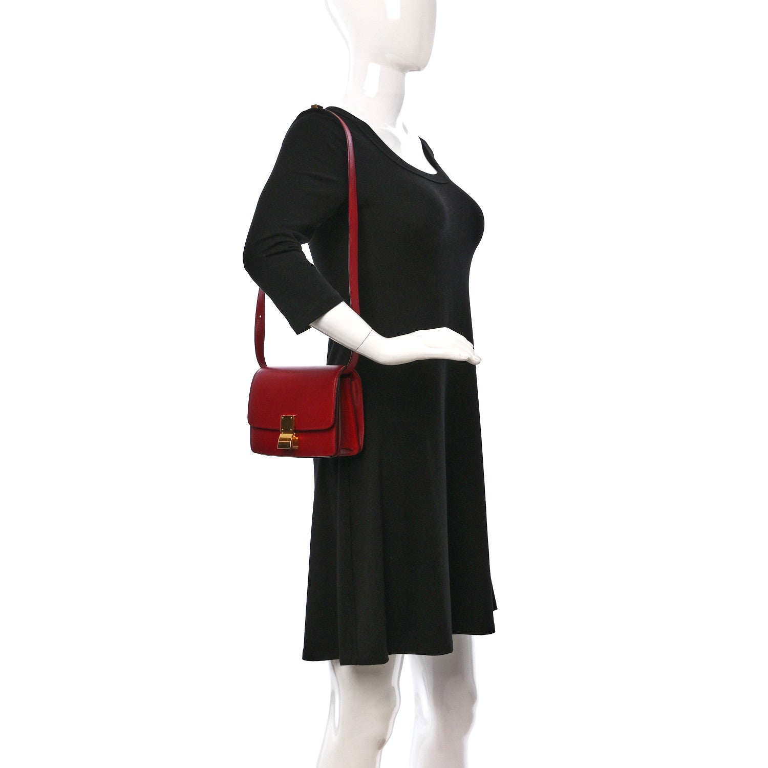 Celine Smooth Calfskin Small Classic Box Flap Bag Red 2 of 11