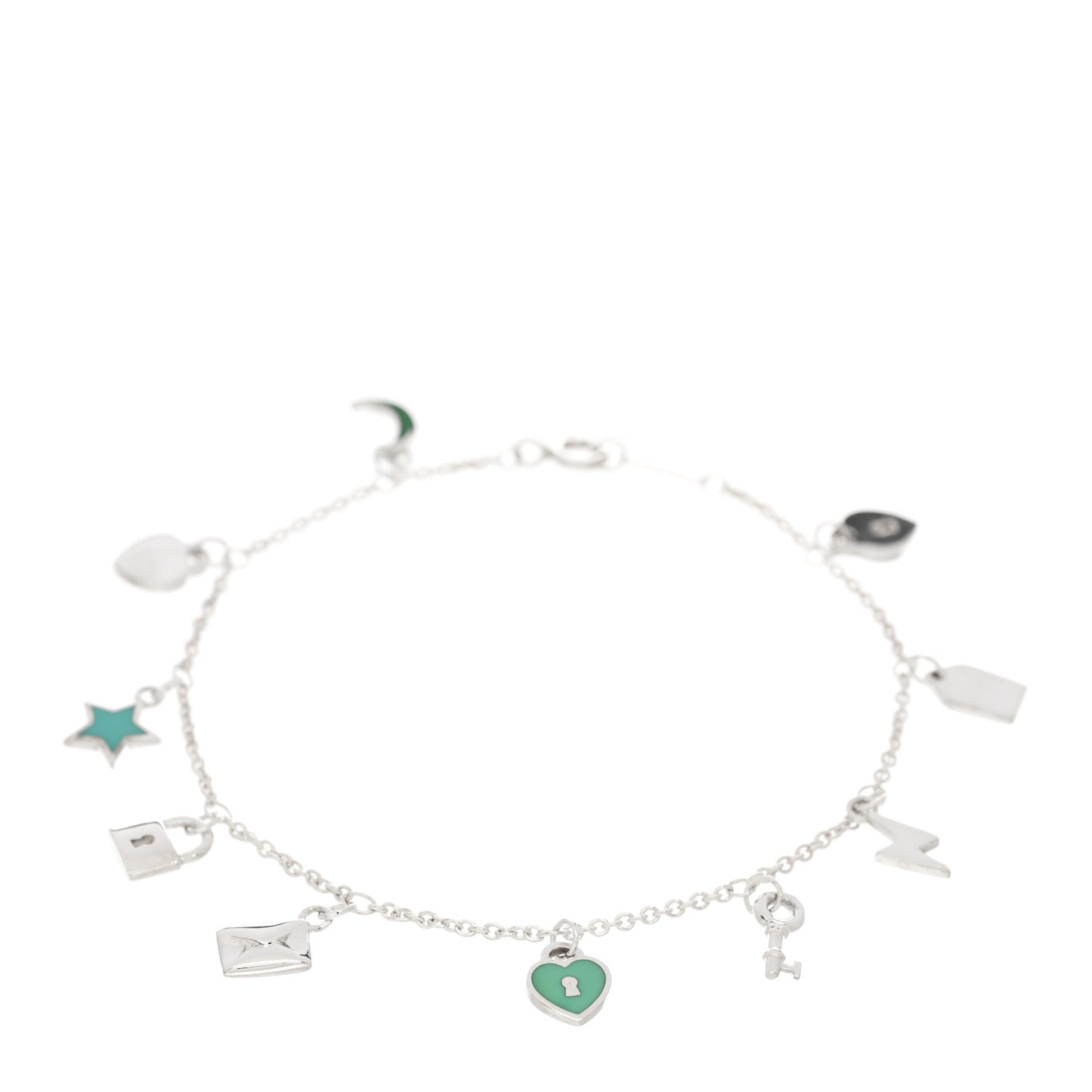 Sterling Silver Enamel Love Notes Charm Bracelet Blue