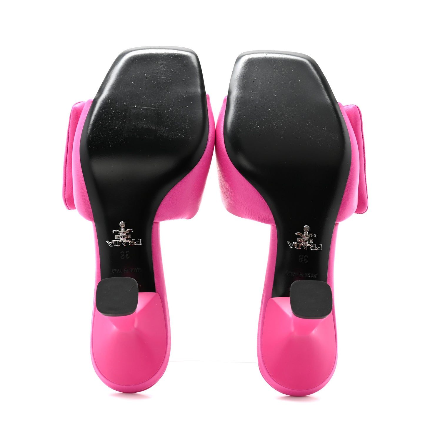 Nappa Soft Padded Metal Triangle Logo 65mm Slide Sandals 38 Begonia Fluo