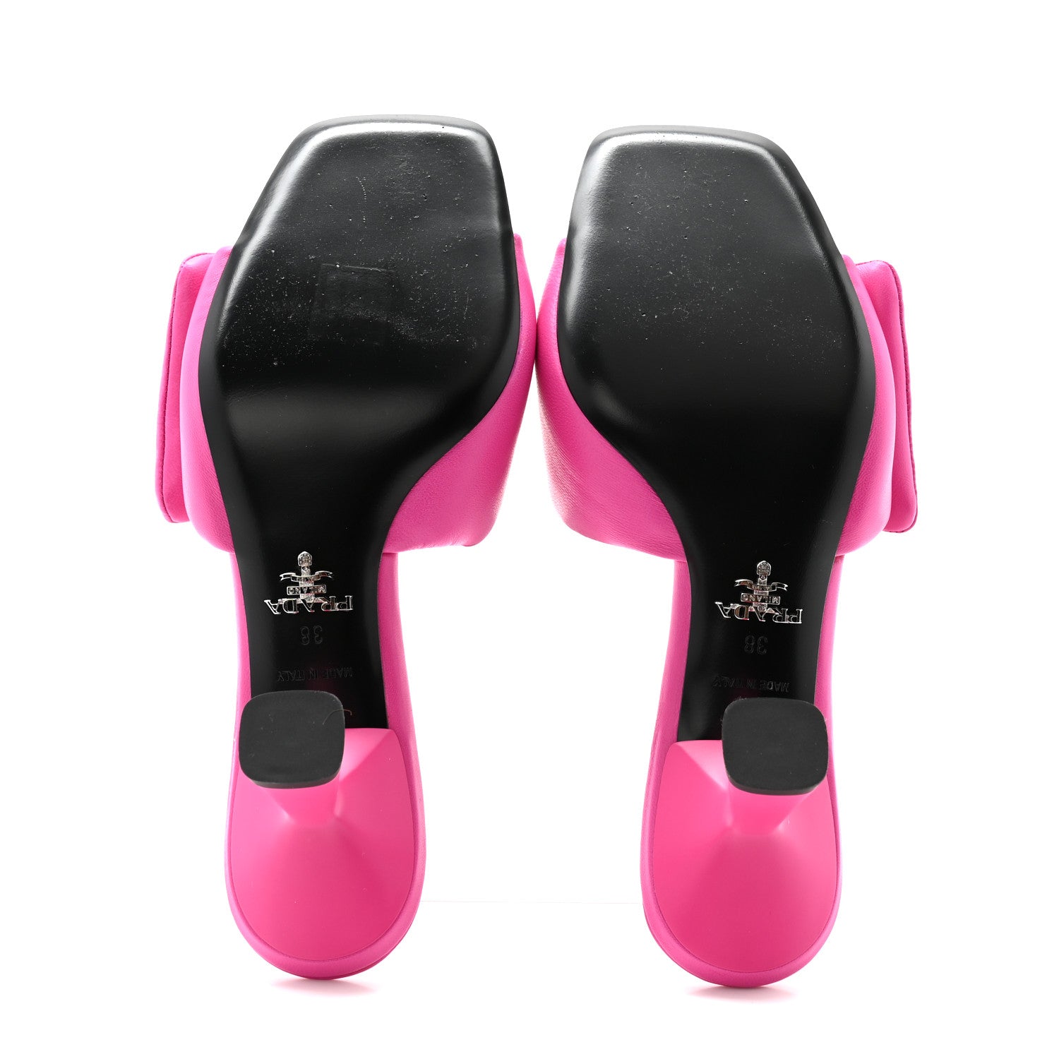 Prada Nappa Soft Padded Metal Triangle Logo 65mm Slide Sandals 38 Begonia Fluo 5 of 8