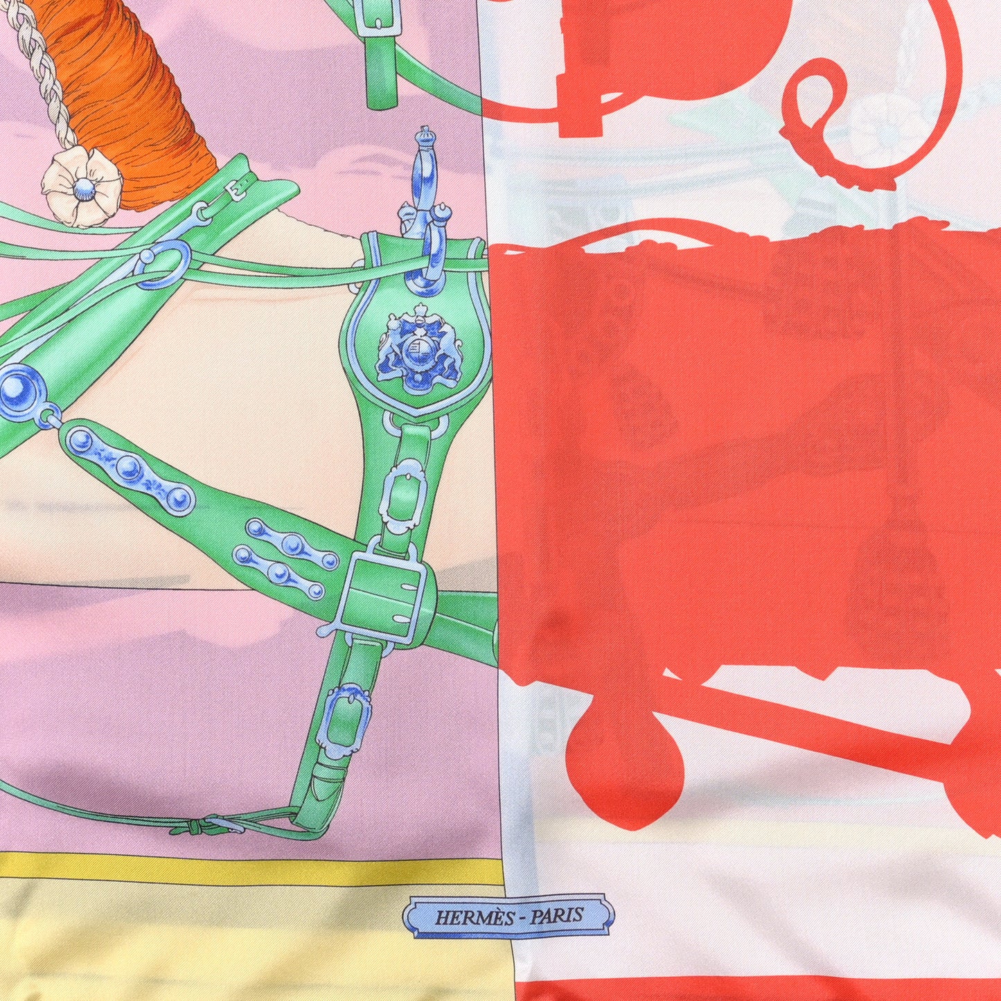 Silk Harnais De Cour Shawl 140 Corail Indigo Multicolor