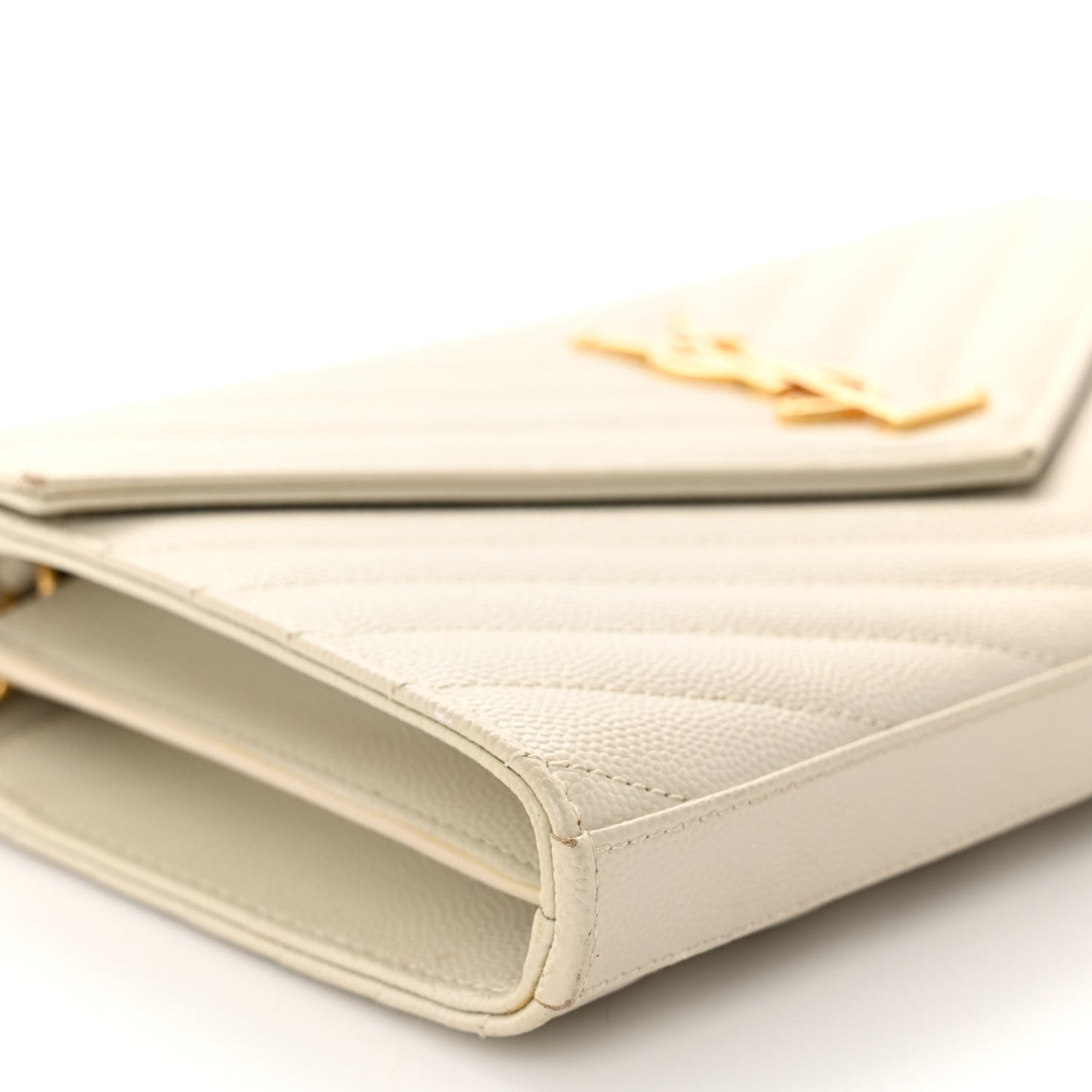 Grain De Poudre Matelasse Chevron Monogram Chain Wallet Crema Soft